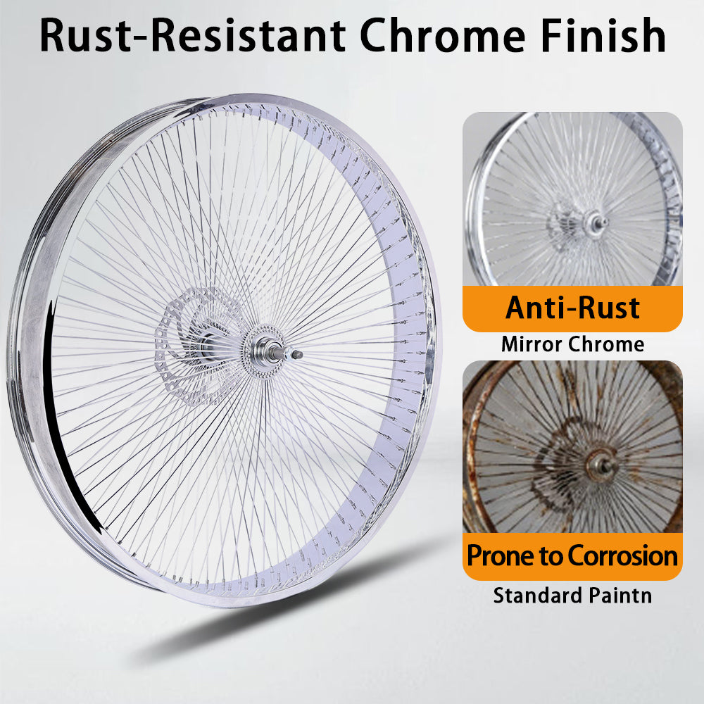 Tracer WH-TH7526140D7-CP Chrome Bike 80mm Rims Wheel Set for 26 inch with 7-speed Disc Brakes Tracer Bikes
