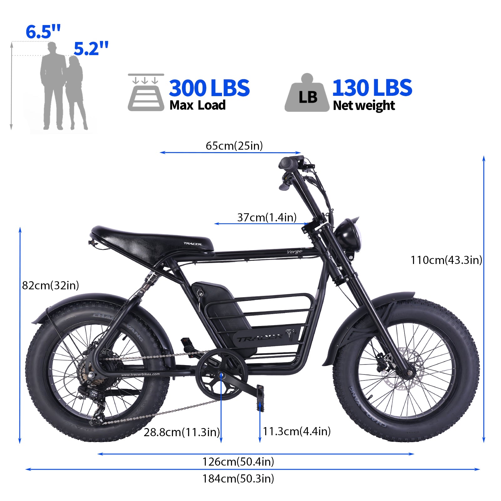 Tracer Verge 20"X4.0 Wheel 800W Fat Electric Motorbike Tracer Bikes