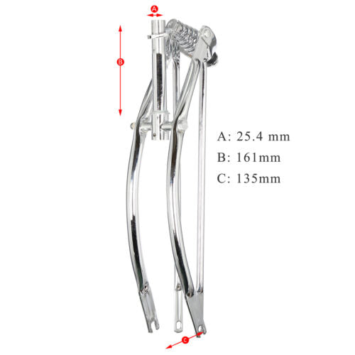 Tracer FK-SP26161135 26" Lowrider Classic Spring Fork Regular Bend-Chrome 25.4 mm Tracer Bikes