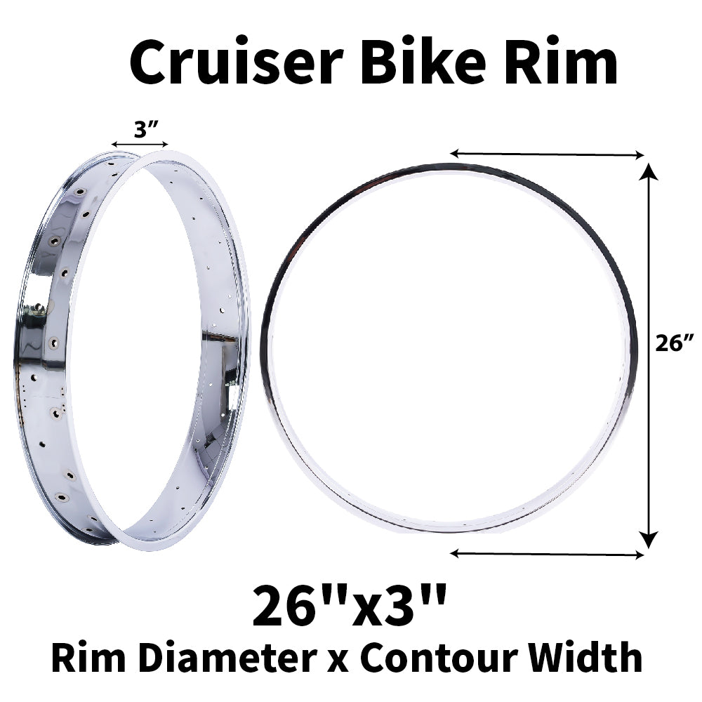 Tracer RM-TR95G2636-CP 26"*3" 26"x4"x13Gx36H Mirror Chrome Bike Fat Rims Tracer Bikes