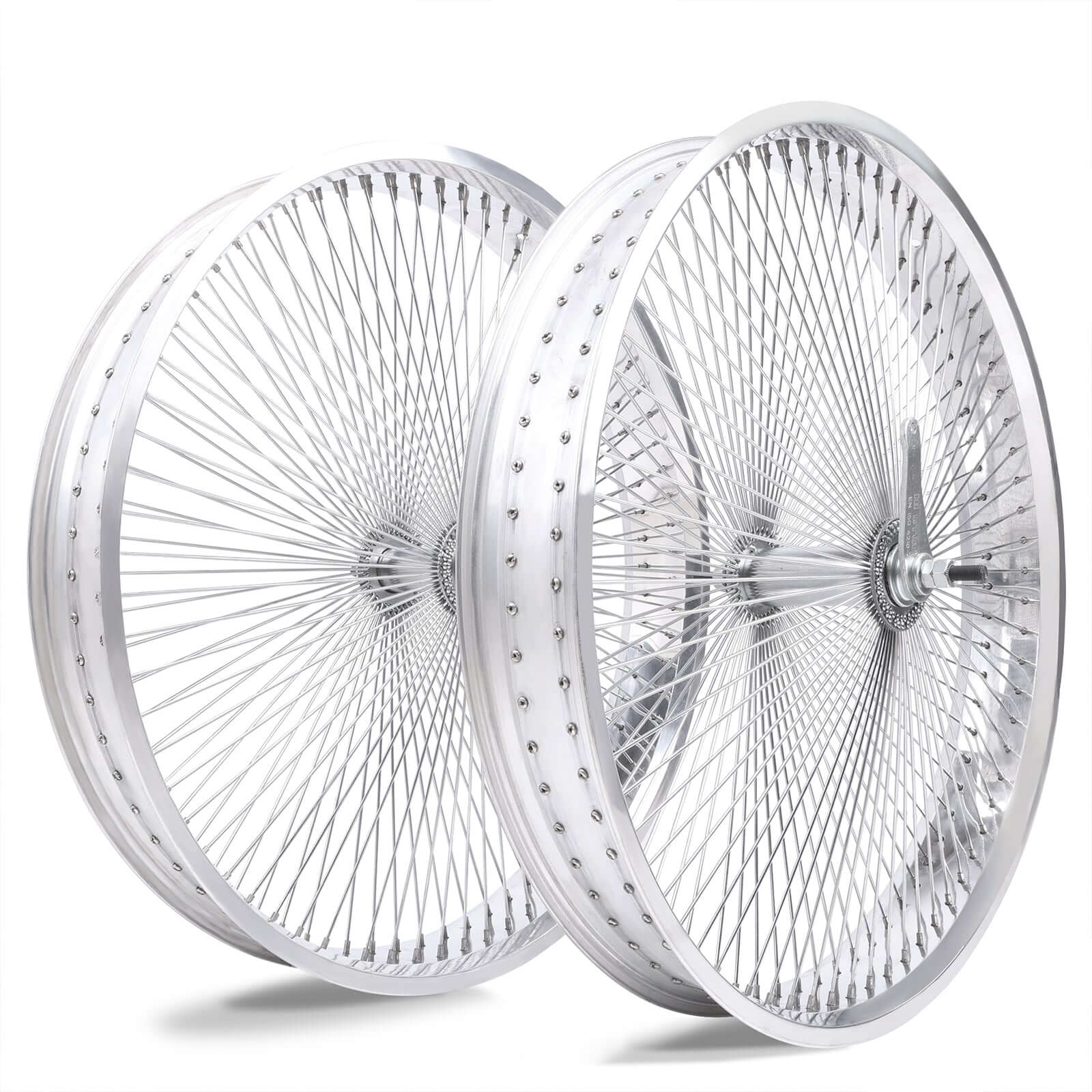 Tracer WH-TR7526140 26"x3"x13Gx140H Aluminum Polish FAT Rims Wheel Set.