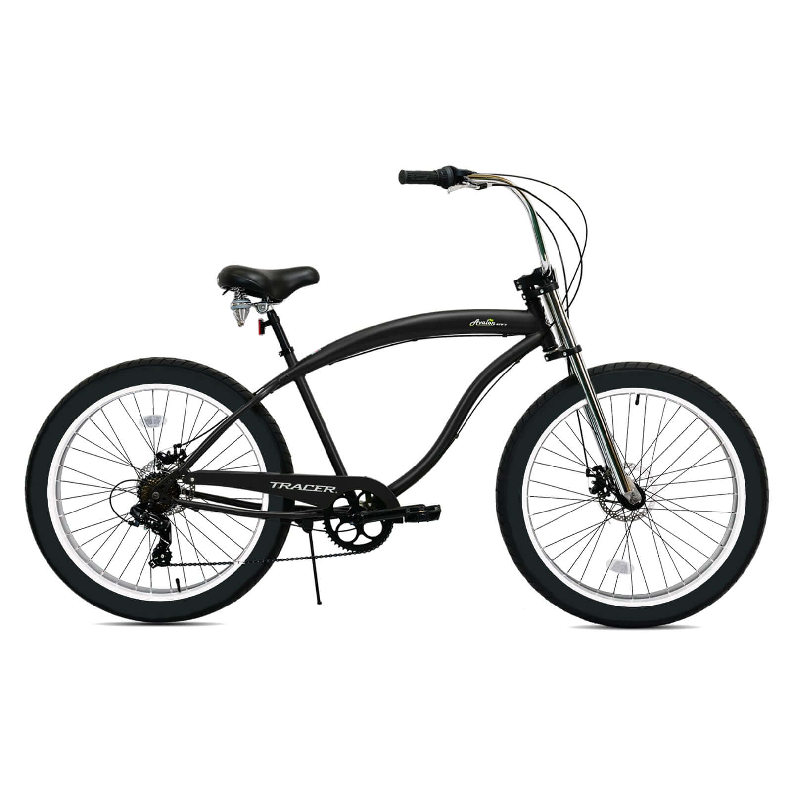 Tracer Avalon GT 29'' Fat Tire stretch Beach Cruiser Bike 1-Speed/7-Speed showcase of its lowrider bike profile.