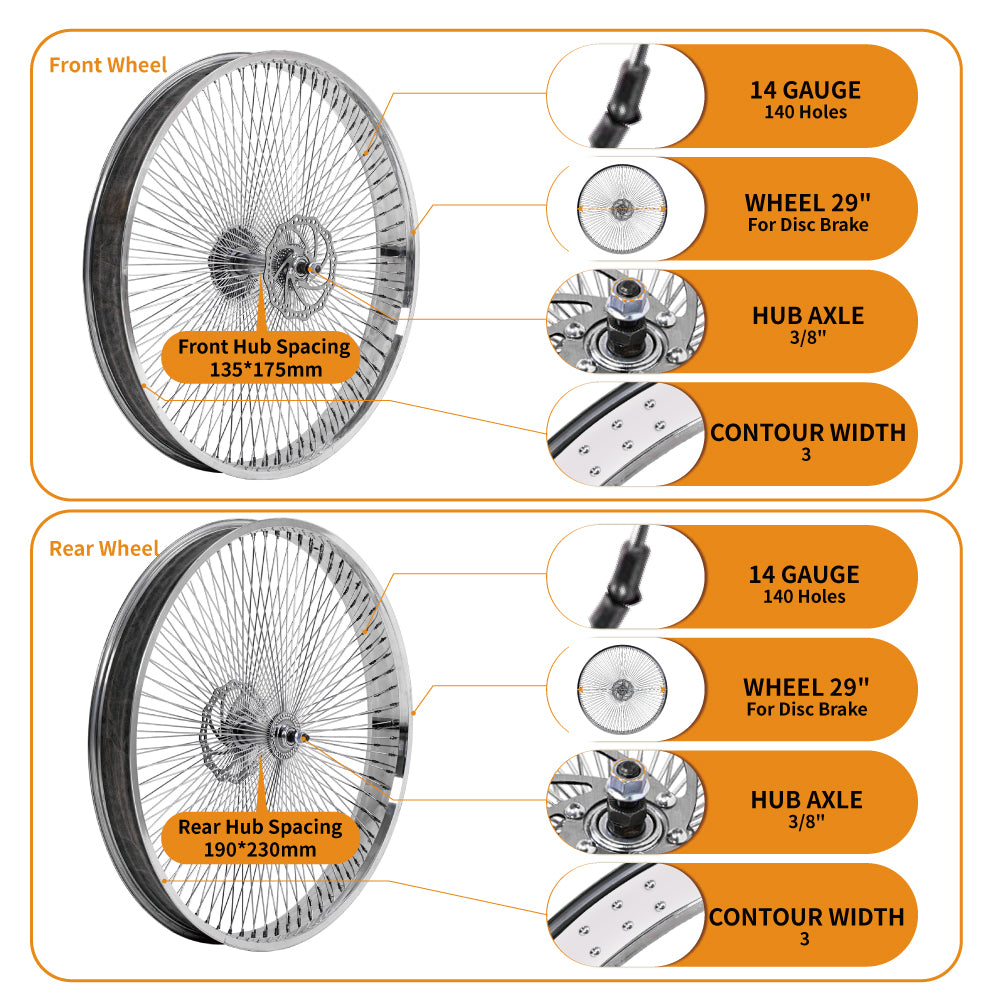 Tracer WH-TR7529140D-F/R-PL Fat Rims Wheel Set for 29"*3" with 7-speed Disc Brake Tracer Bikes