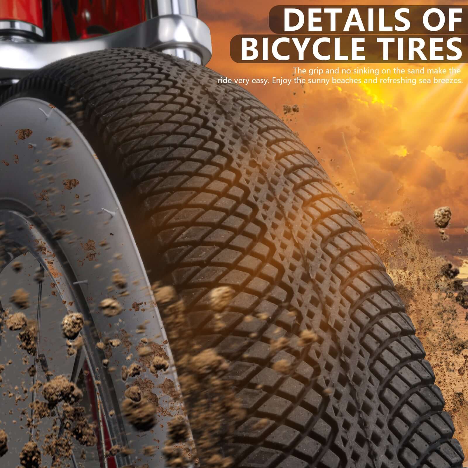 Tracer Arcadia GT7 26” Chopper Cruiser Stretch Bike's premium tire.