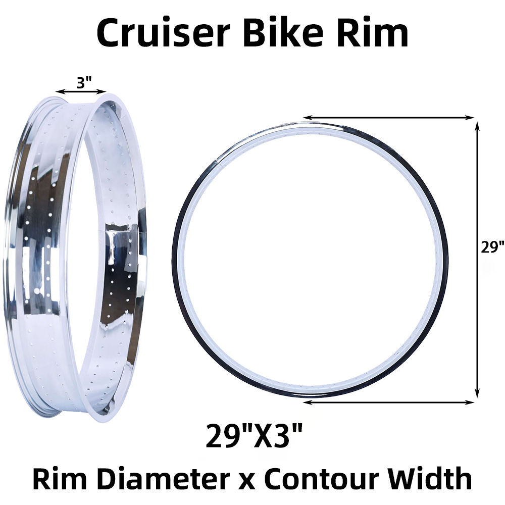 Tracer RM-TH7529140-CP Bicycle Mirror Electroplating Rim 29" x 14G x 140H 80mm For Cruiser Bike Tracer Bikes