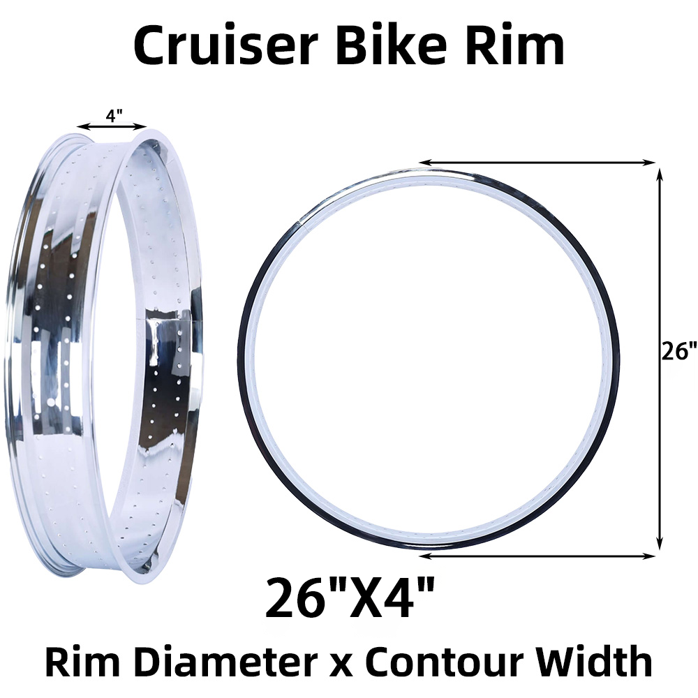 Tracer RM-TH9526140 Bicycle Fat Mirror Electroplating Rim 26" x 4" x 140H 100MM For Cruiser Bike Tracer Bikes