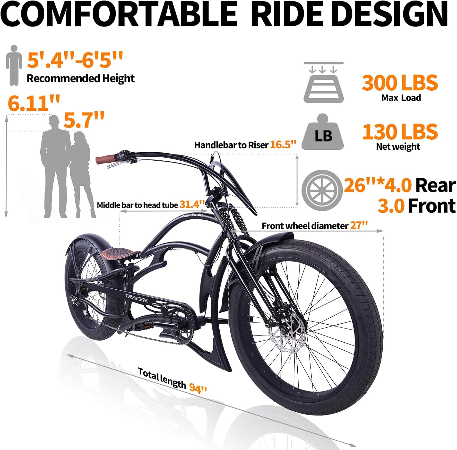 Raider Pro DS7 Stretch Chopper Cruiser Bikes Tracer Bikes
