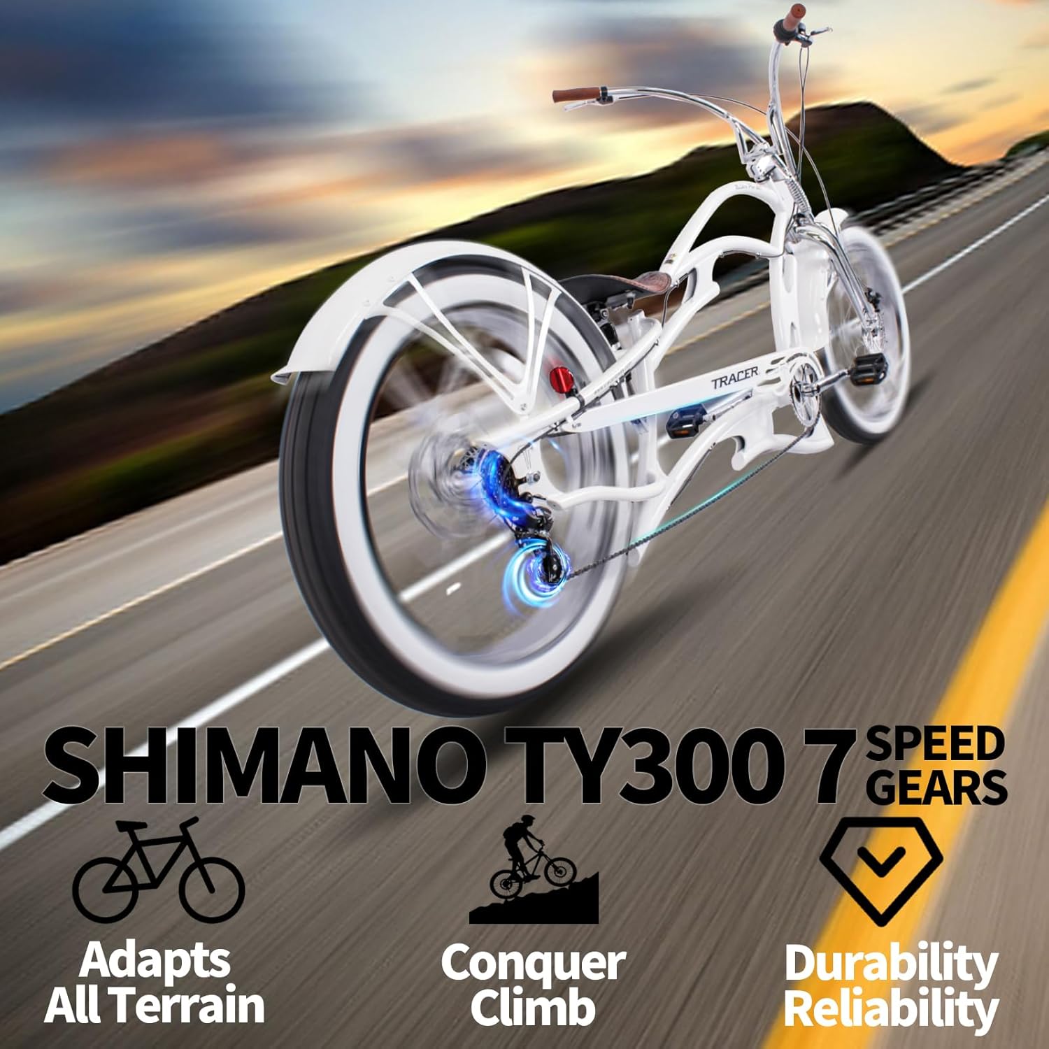 Raider Pro DS7 Stretch Chopper Cruiser Bikes Tracer Bikes