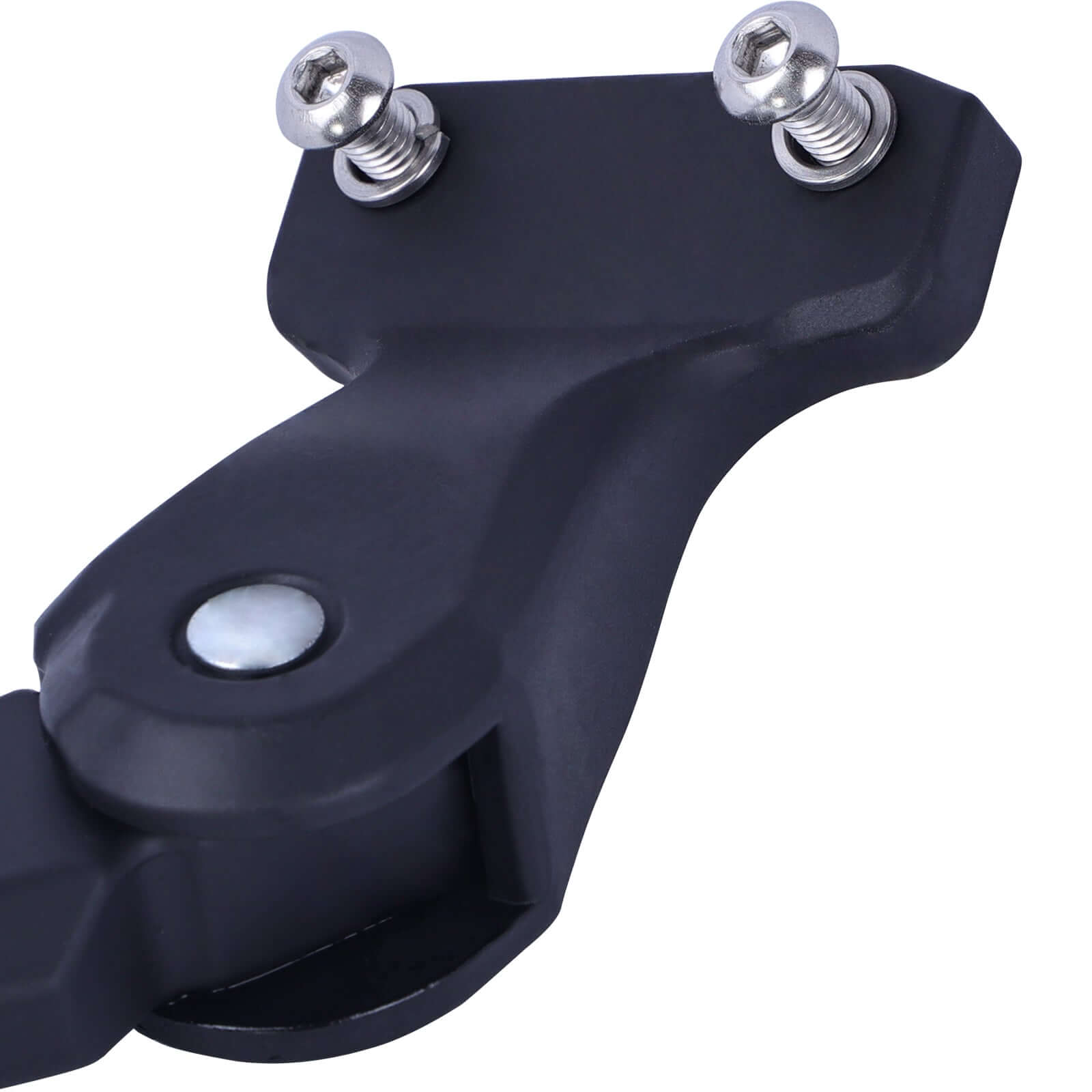 Close-up of HRA-01B bicycle kickstand showcasing durable design and installation screws.