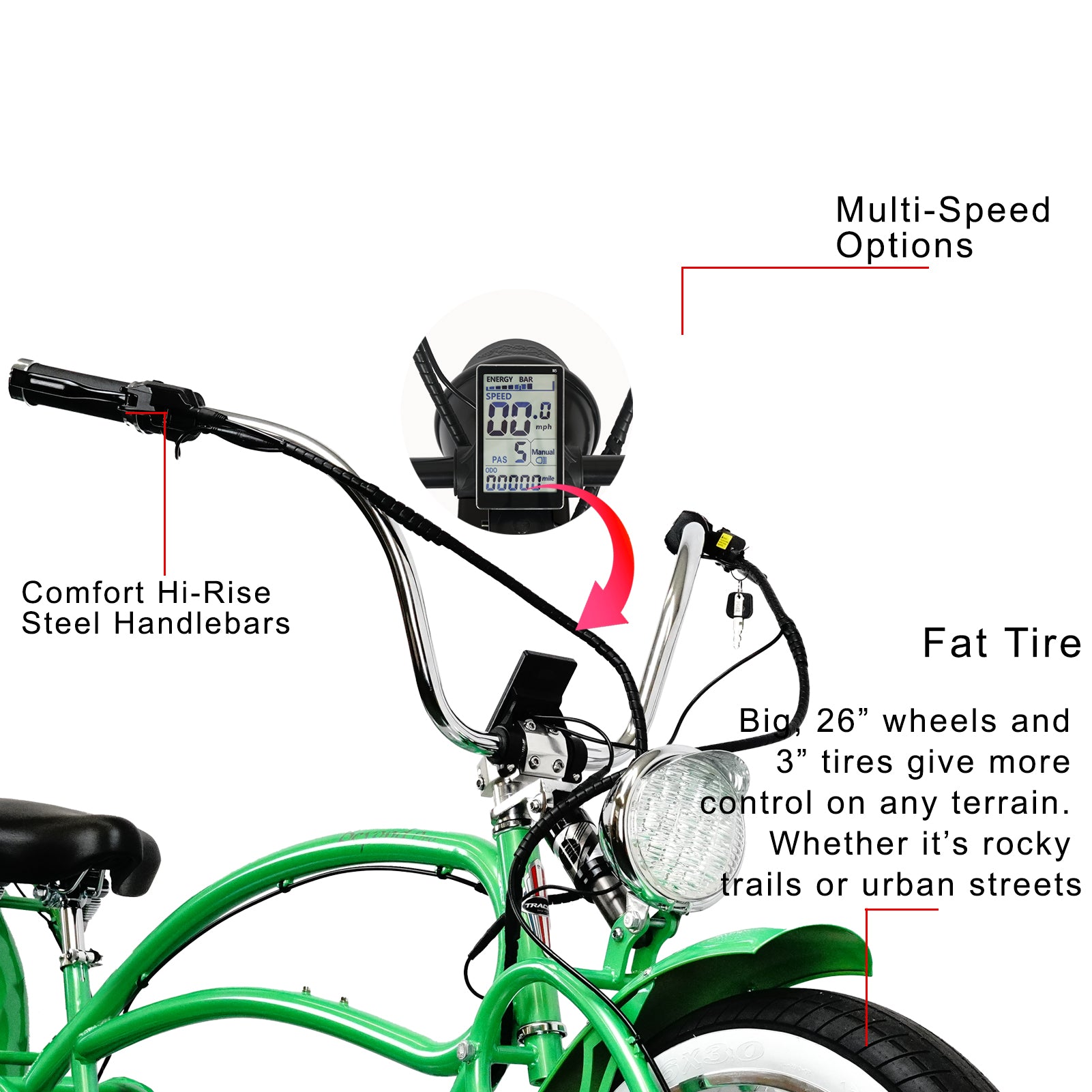 Tracer Beyond Pro 26'' Classic Stretch Chopper EBike