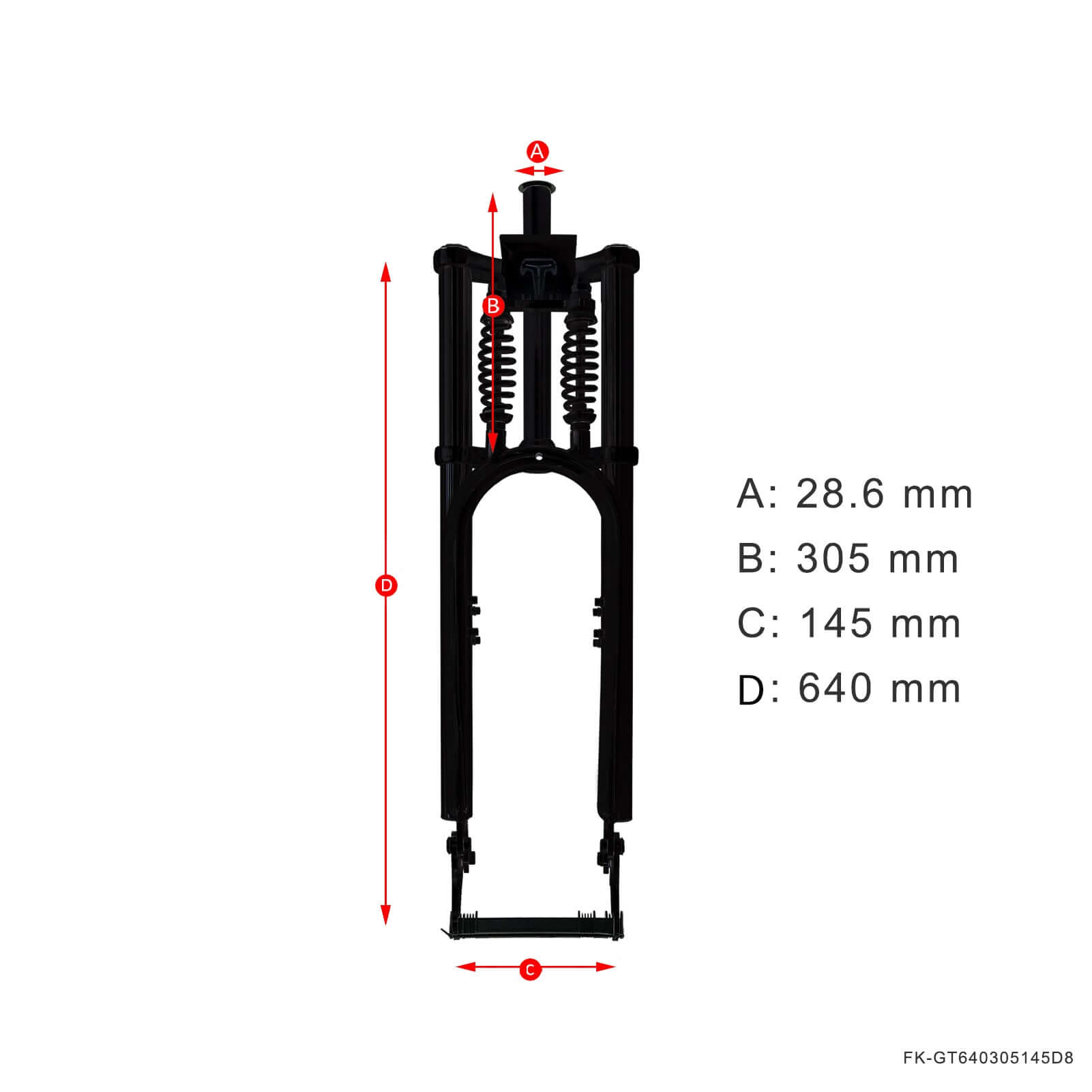 Tracer FK-GT640305145D8 26''-29'' Adjustable Dual Spring Fork for Disc Brake 1-1/8"(28.6mm)
