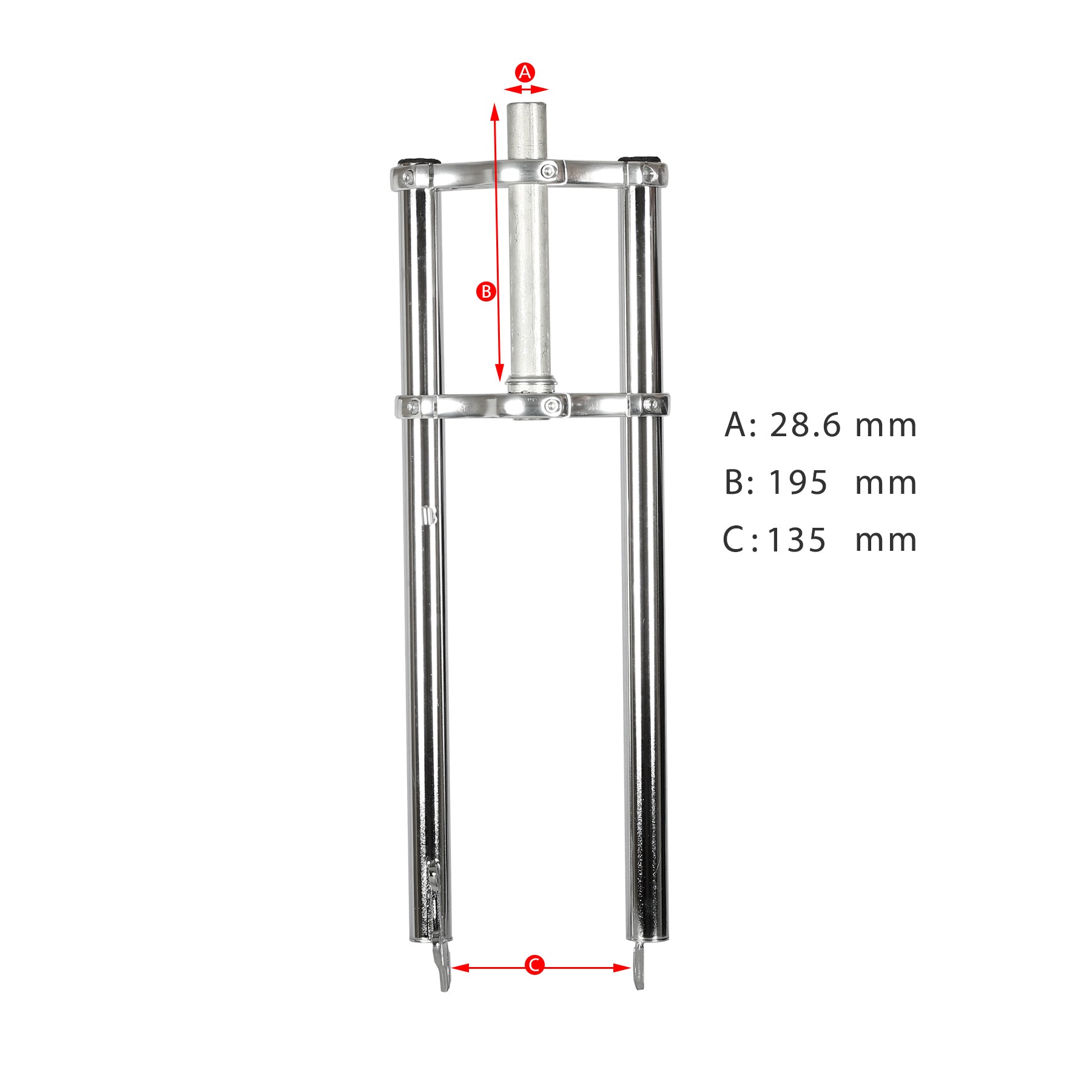 Tracer FK-TP62218135D8-CP, 26” Chopper Bike, 1-1/8"(28.6mm) in Triple Tree Aluminum Crown Disk Brake Fork