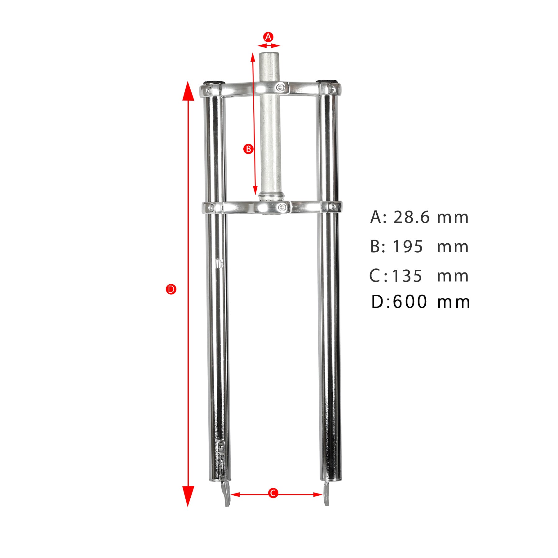 Tracer FK-TP62218135D8-CP, 26” Chopper Bike, 1-1/8"(28.6mm) in Triple Tree Aluminum Crown Disk Brake Fork