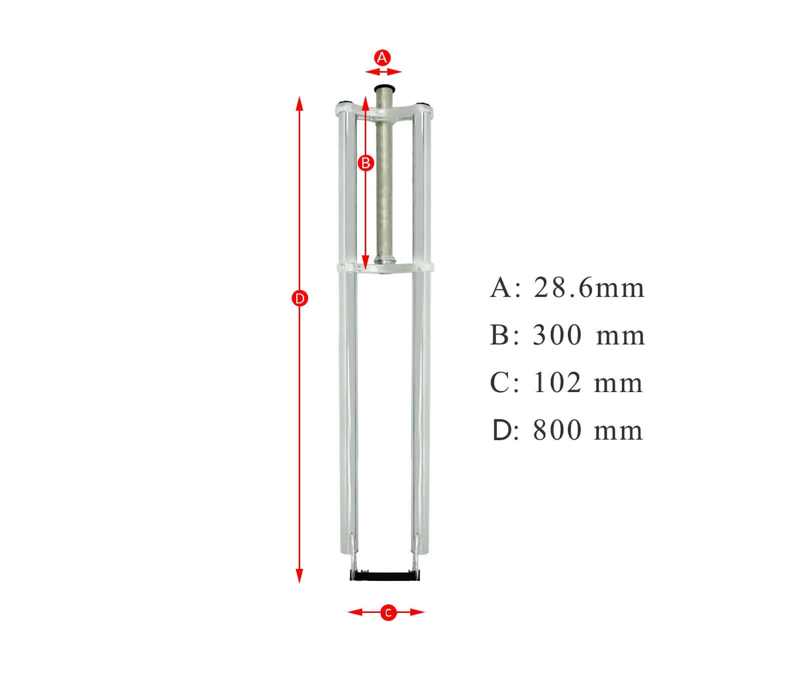 Tracer FK-TP80300102D8 Triple Tree Fork,28.6mm Steerer Diameter for Disc Brake 1-1/8" (28.6mm)