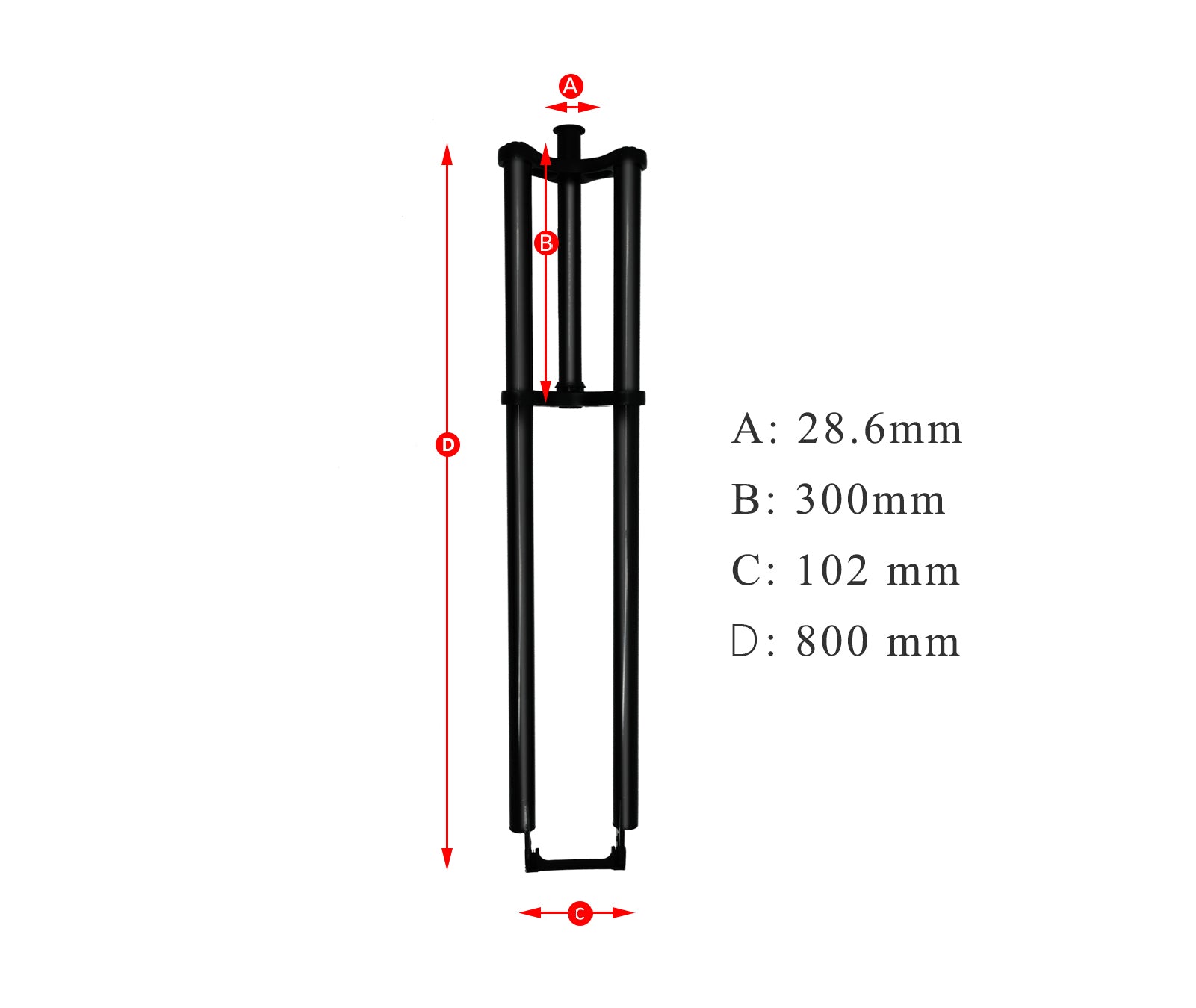 Tracer FK-TP80300102D8 Triple Tree Fork,28.6mm Steerer Diameter for Disc Brake 1-1/8" (28.6mm)