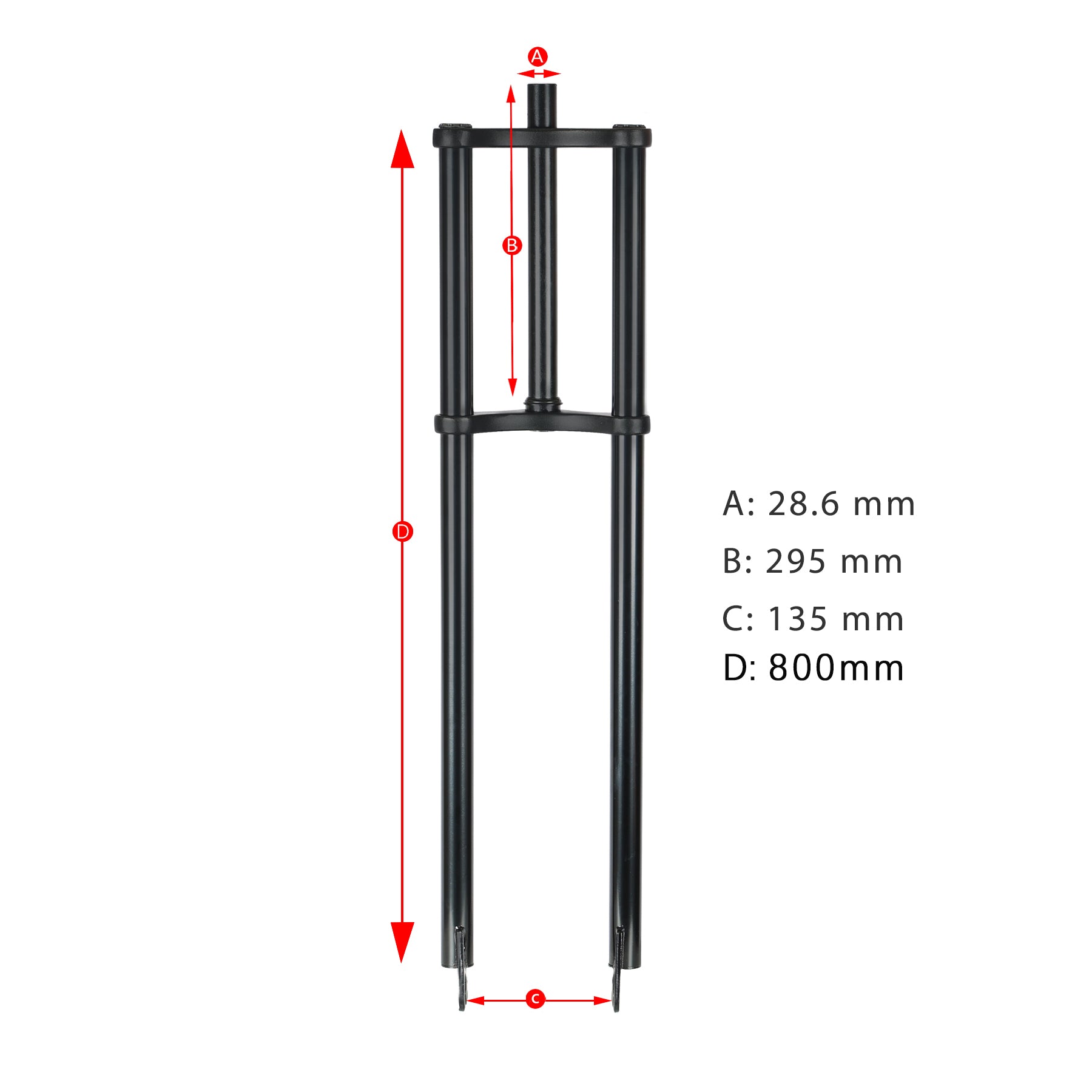 Tracer FK-TP80305135D8 Triple Tree Fork For 4.0 tire with Disc Brake 1-1/8" (28.6 mm)