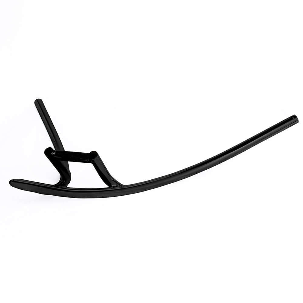 Black Tracer V-Type Steel Handlebar, 750mm width, 650mm height, designed for durability and performance, featuring a horizontal pipe length of 95mm.