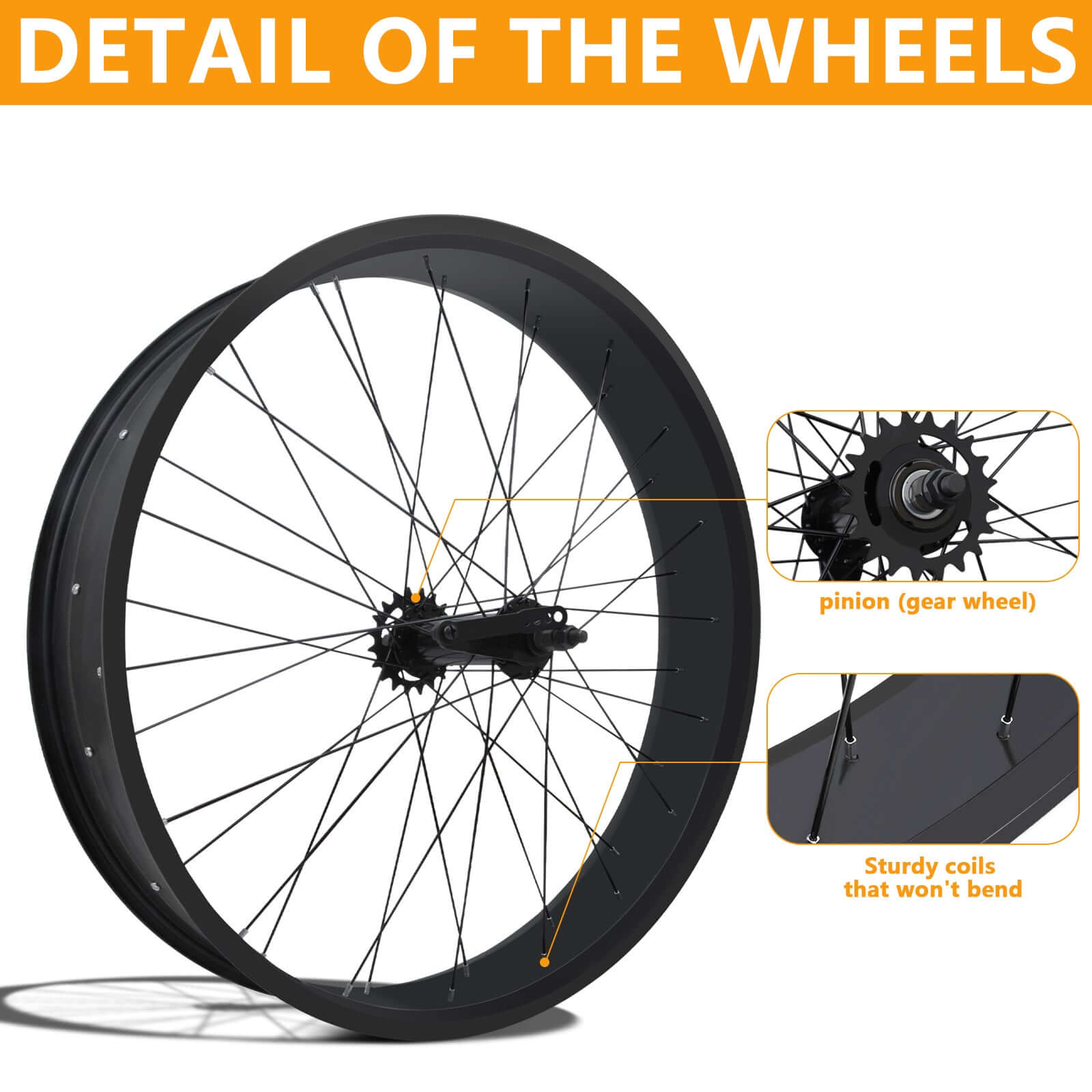Tracer WH-T952636C Alloy FAT Rims Wheel Set for 26"x3.0,4.0 tire single-Speed