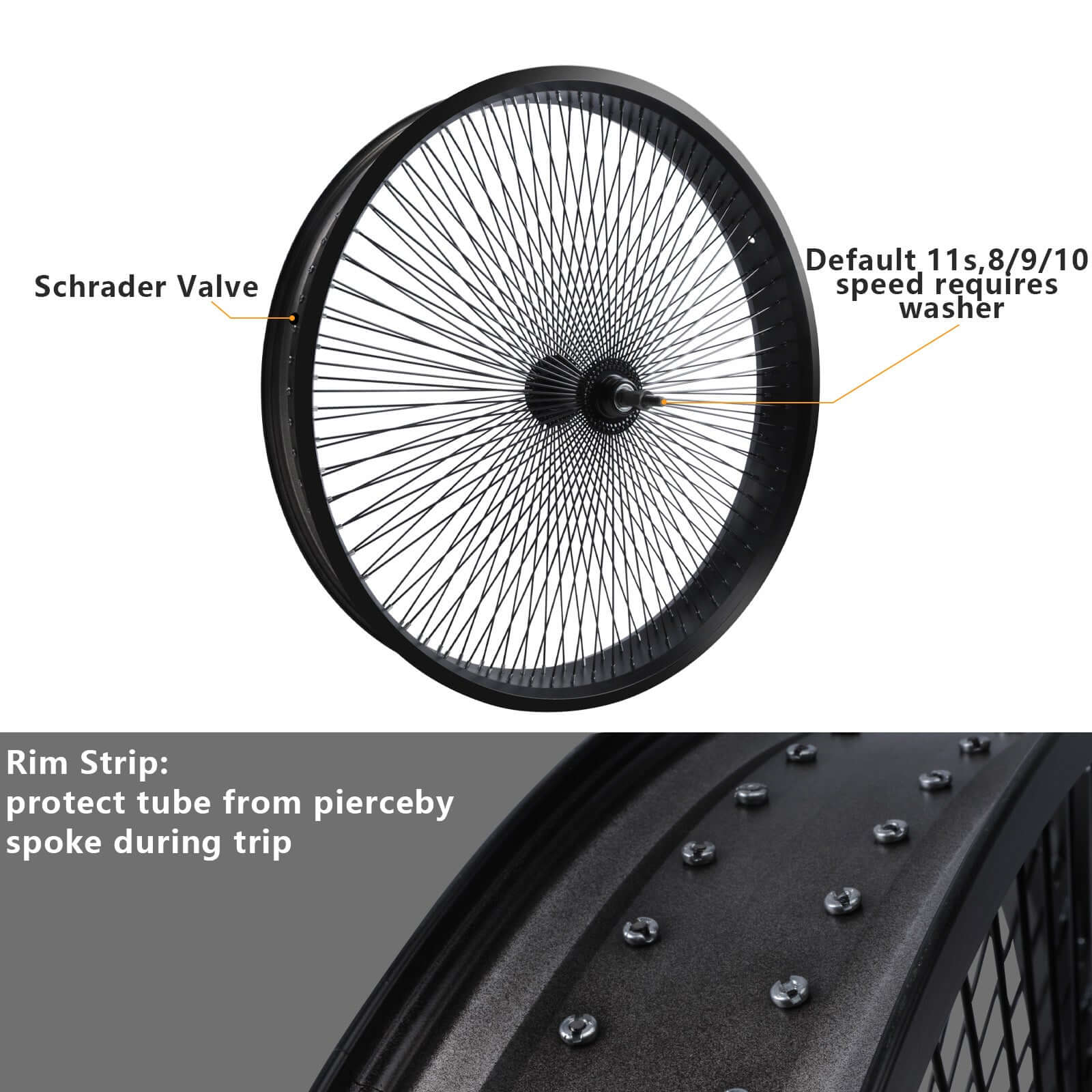 Tracer WH-TR7526140D7 26*13G*140H Fat Tire Rimset/Wheelset 7 speed