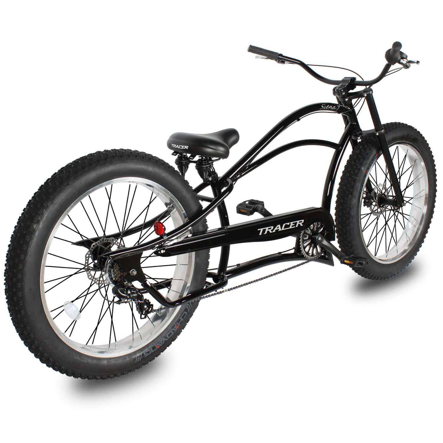 Tracer Siena 26'' Chopper Stretch Cruiser Fat Tire Bike 1 Speed/7 Speed full body shot.