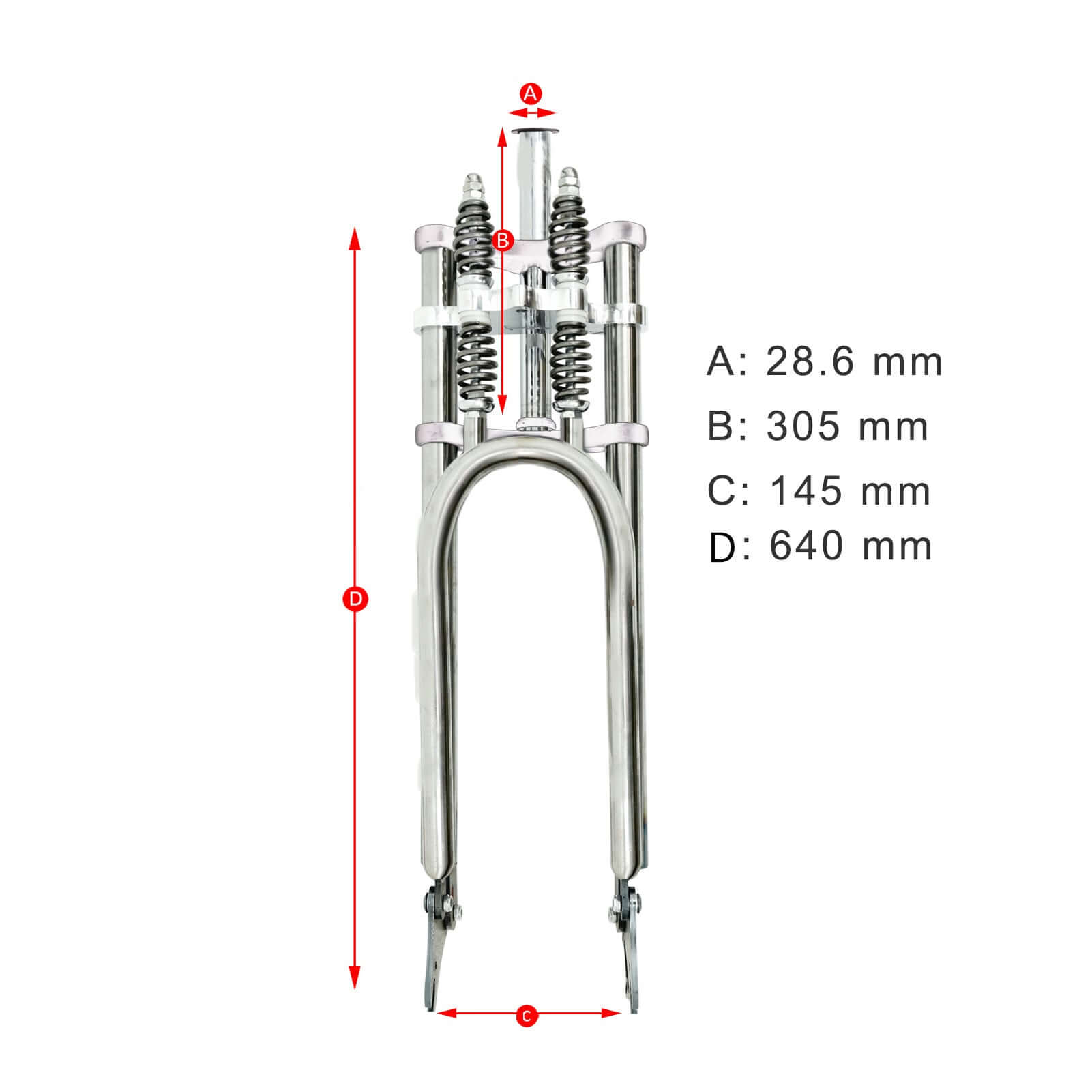 Tracer FK-GTS640305145D8 26'' Over and Under Dual Spring Adjustable Classical Fork for Disc Brake 1-1/8" (28.6mm)