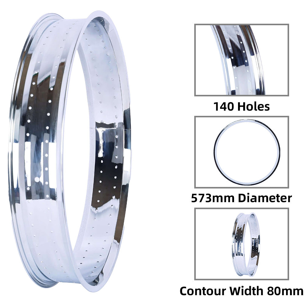Tracer RM-TH7526140 Bicycle Fat Mirror Electroplating Chrome Rim 26" x 3" x 140H 80MM For Cruiser Bike Tracer Bikes