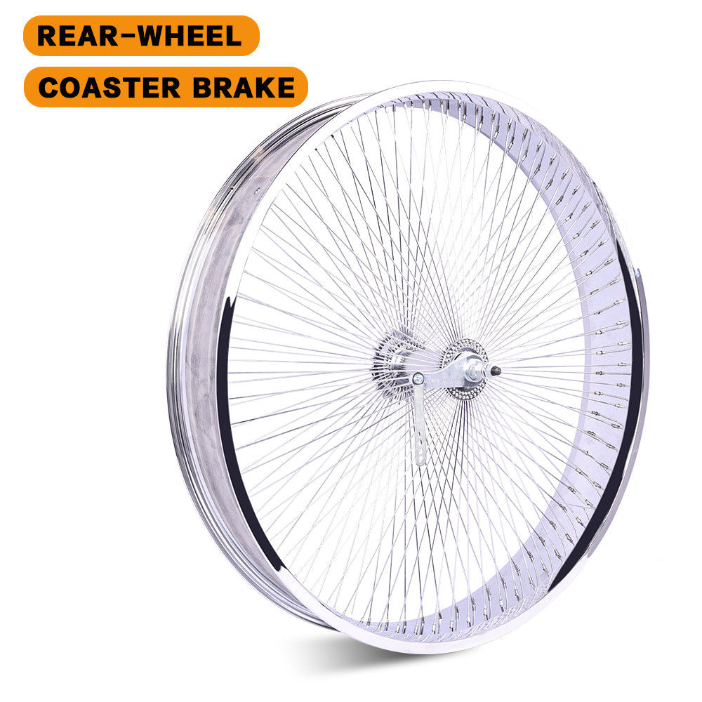 Tracer WH-TH9529140C-CP 29"*3" 29"*4" Mirror Chrome Bike Wheel Set with Coaster Brake Tracer Bikes