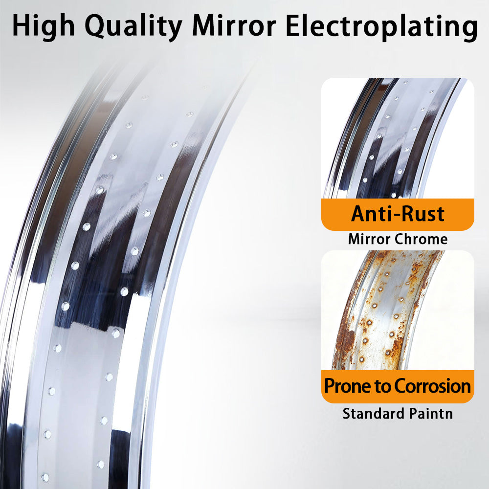 Tracer RM-TH7526140 Bicycle Fat Mirror Electroplating Chrome Rim 26" x 3" x 140H 80MM For Cruiser Bike Tracer Bikes