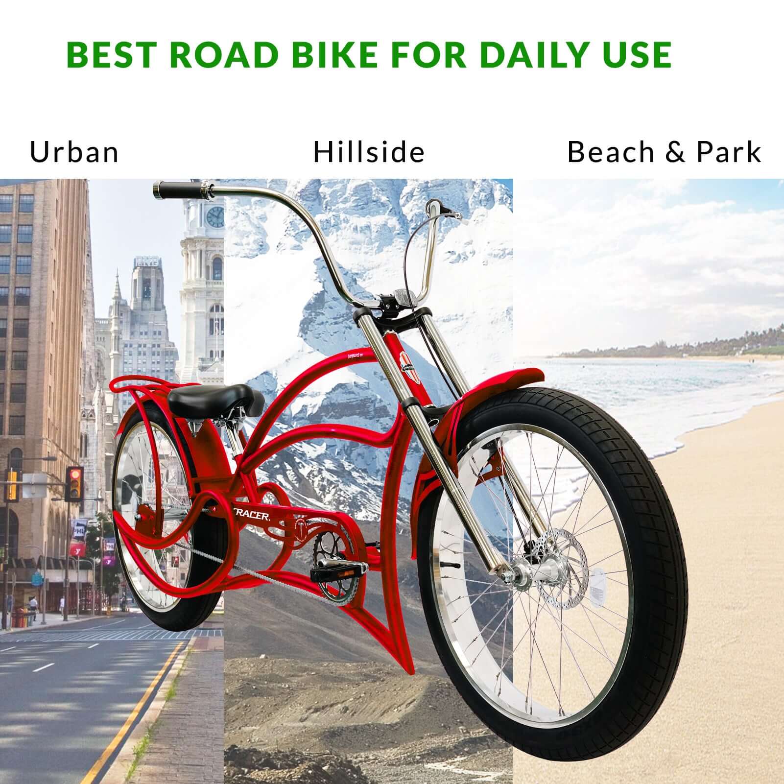 Tracer Leopard GT Chopper Stretch Cruiser Bikes