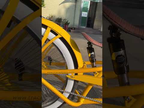 Close-up of the yellow Scorpion Pro DTS 26'' Chopper Beach Cruiser.
