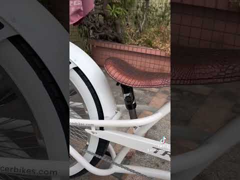 Detailed photo of the white Scorpion Pro DTS 26'' Stretched Cruiser bike.