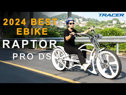 Raptor Pro DS 800W Electric Stretched Beach Cruiser Bicycle in an outdoor setting.