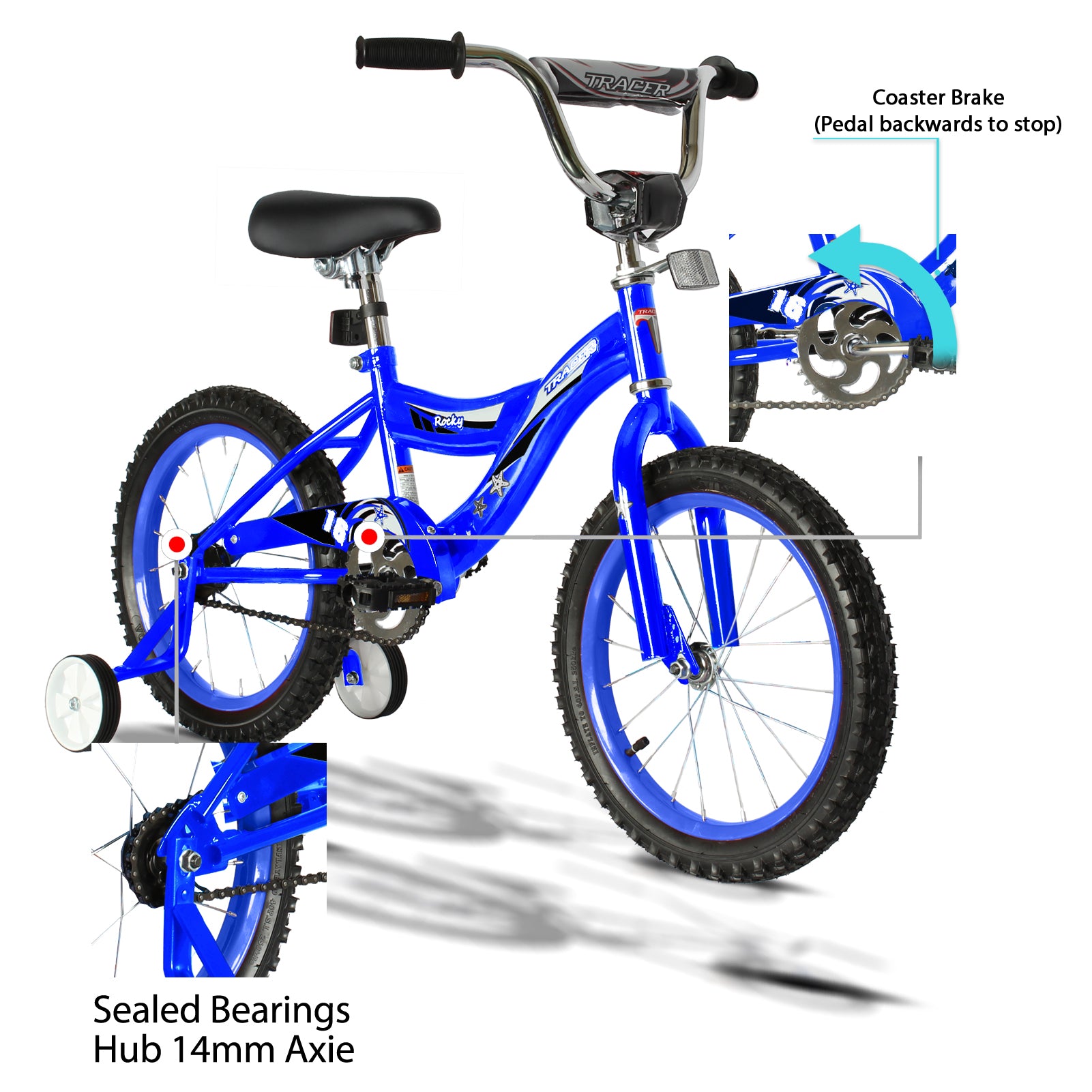 Tracer Rocky 16-inch Kids Bike with Training Wheels.