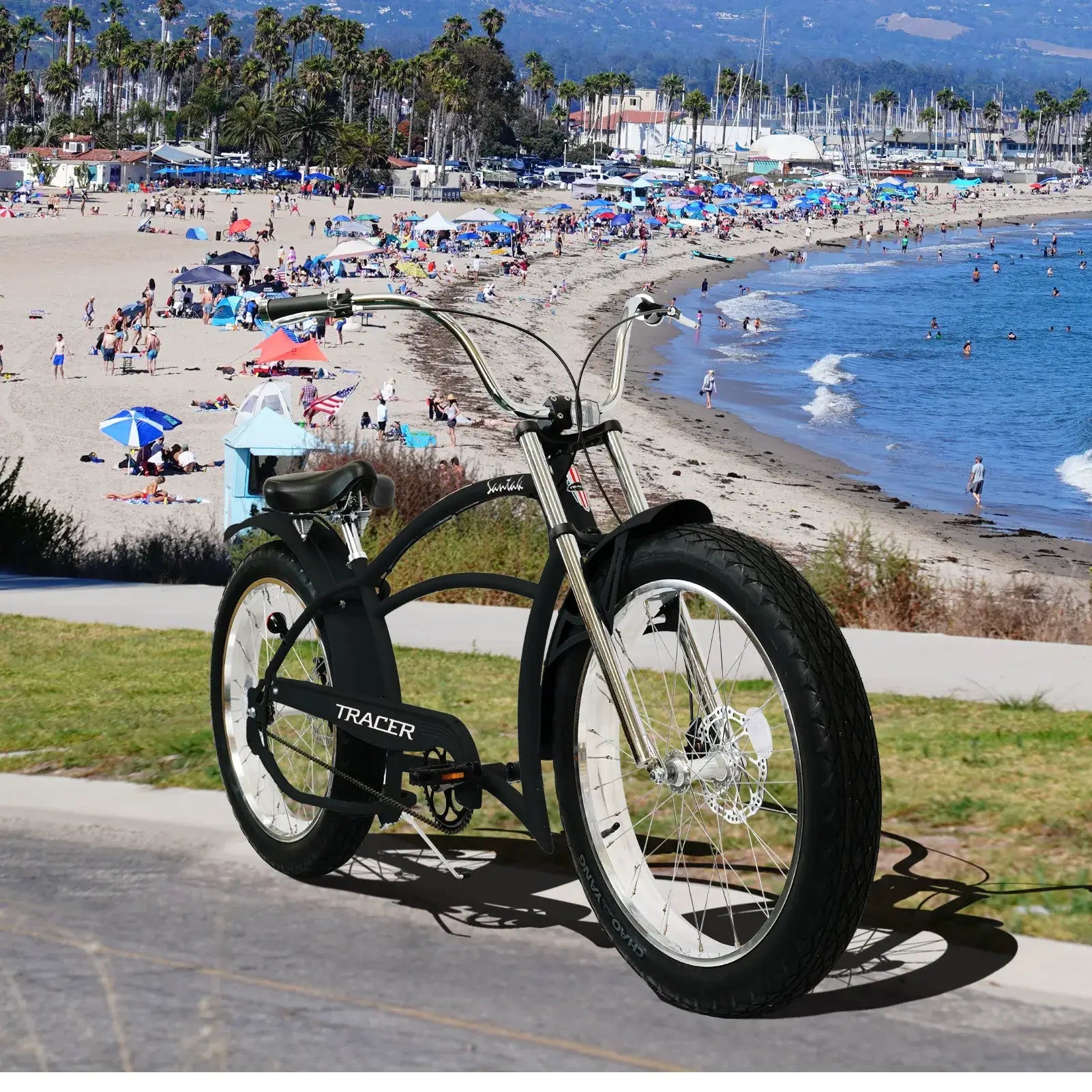 Tracer Santak GT 26" Chopper Stretch Cruiser Fat Tire Bike Oversized Frame Single Speed - Tracer Bikes