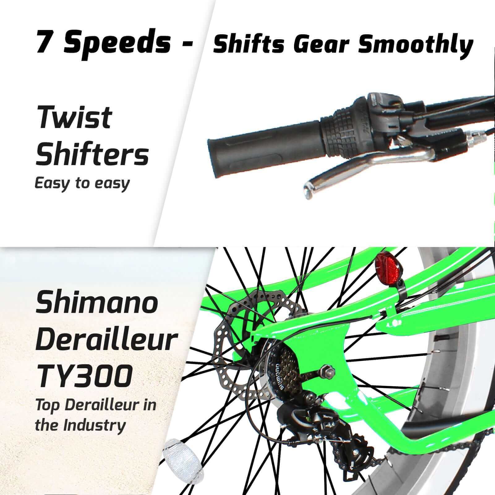 Tracer Siena 26'' Chopper Stretch Cruiser Fat Tire Bike, introduction to the gear shifting system.