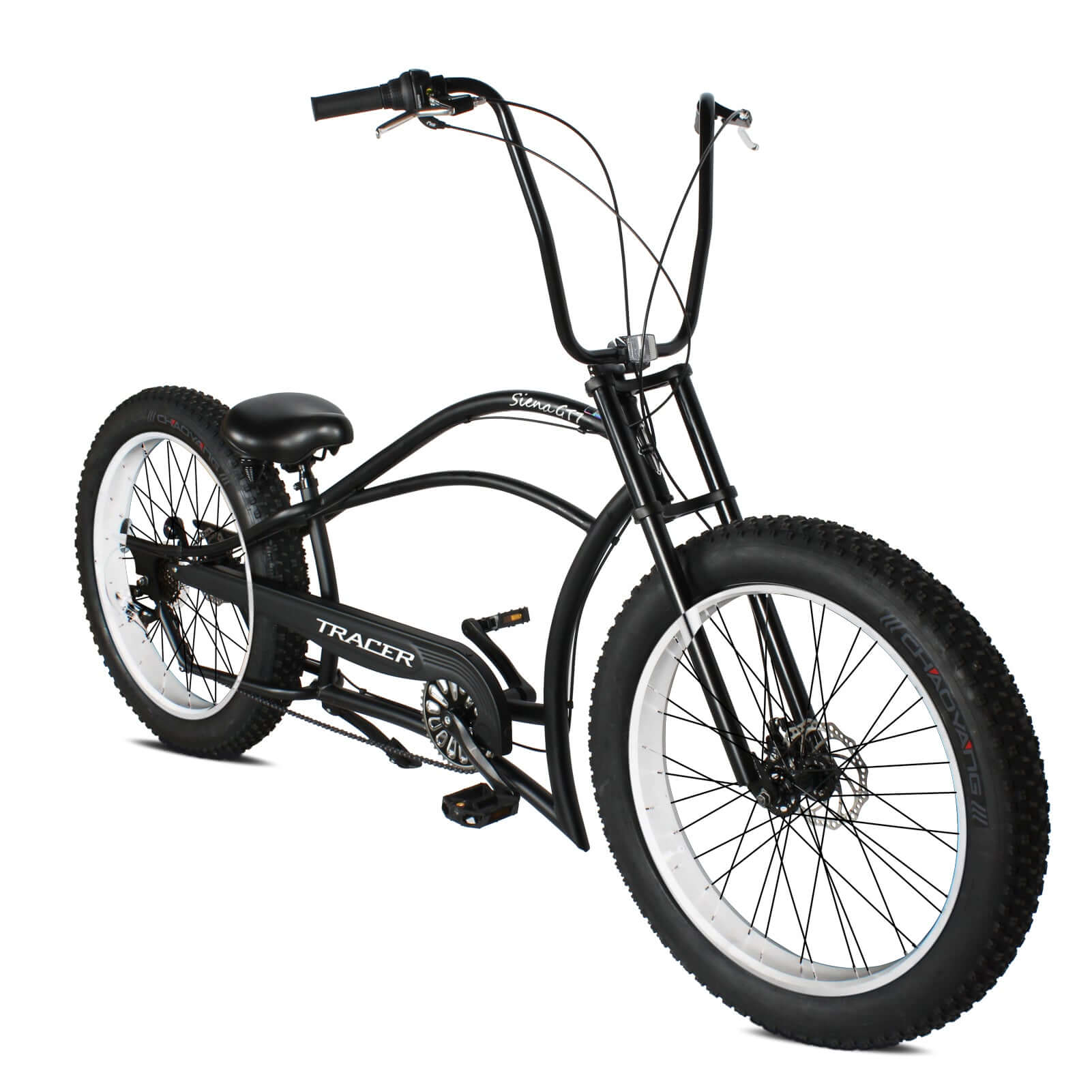 Tracer Siena GT 26'' Chopper Stretch Cruiser Fat Tire Bikes Oversized Frame, Hi-rise Handlebar, available in 1 Speed/7 Speed