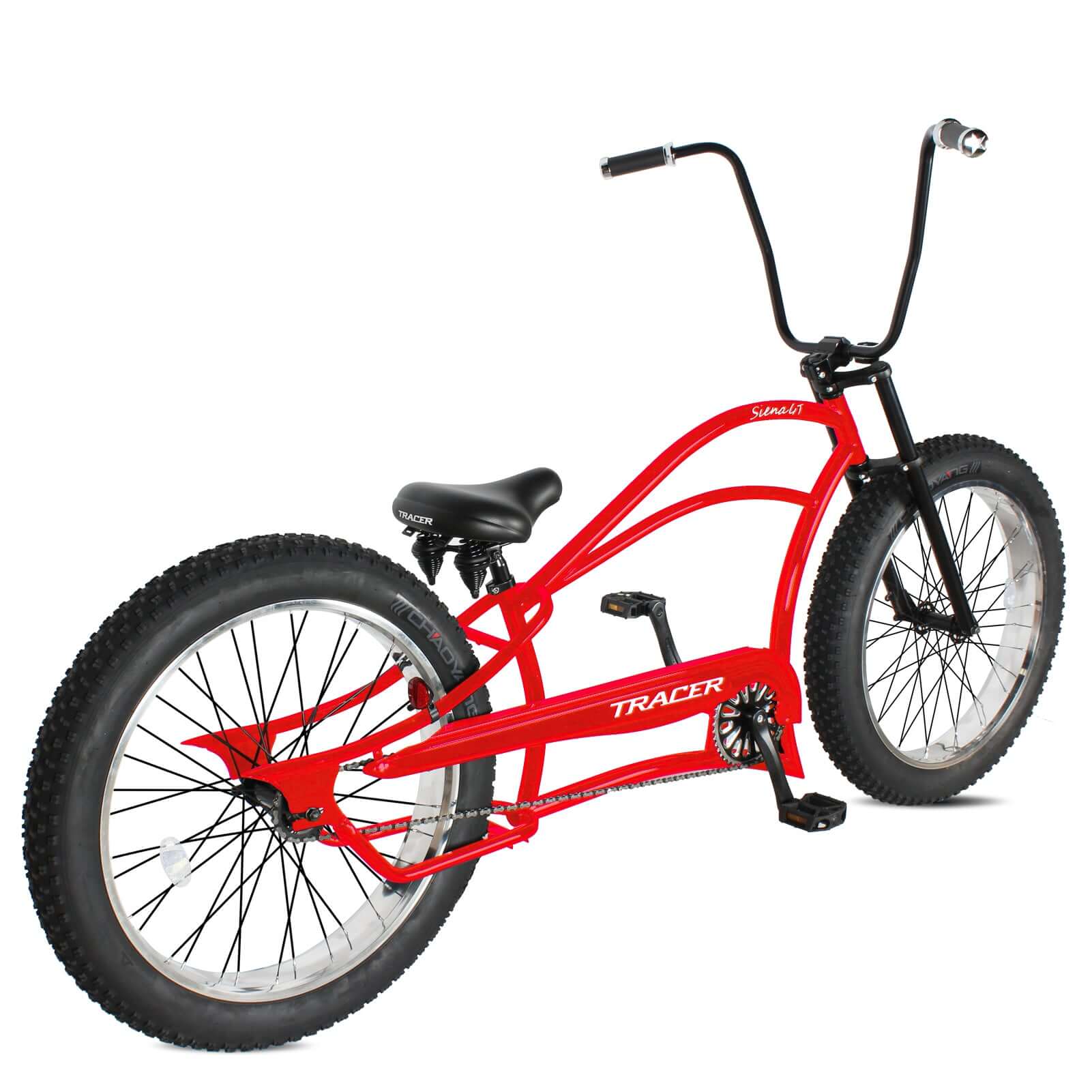 Tracer Siena GT 26'' Chopper Stretch Cruiser Fat Tire Bikes Oversized Frame, Hi-rise Handlebar, available in 1 Speed/7 Speed