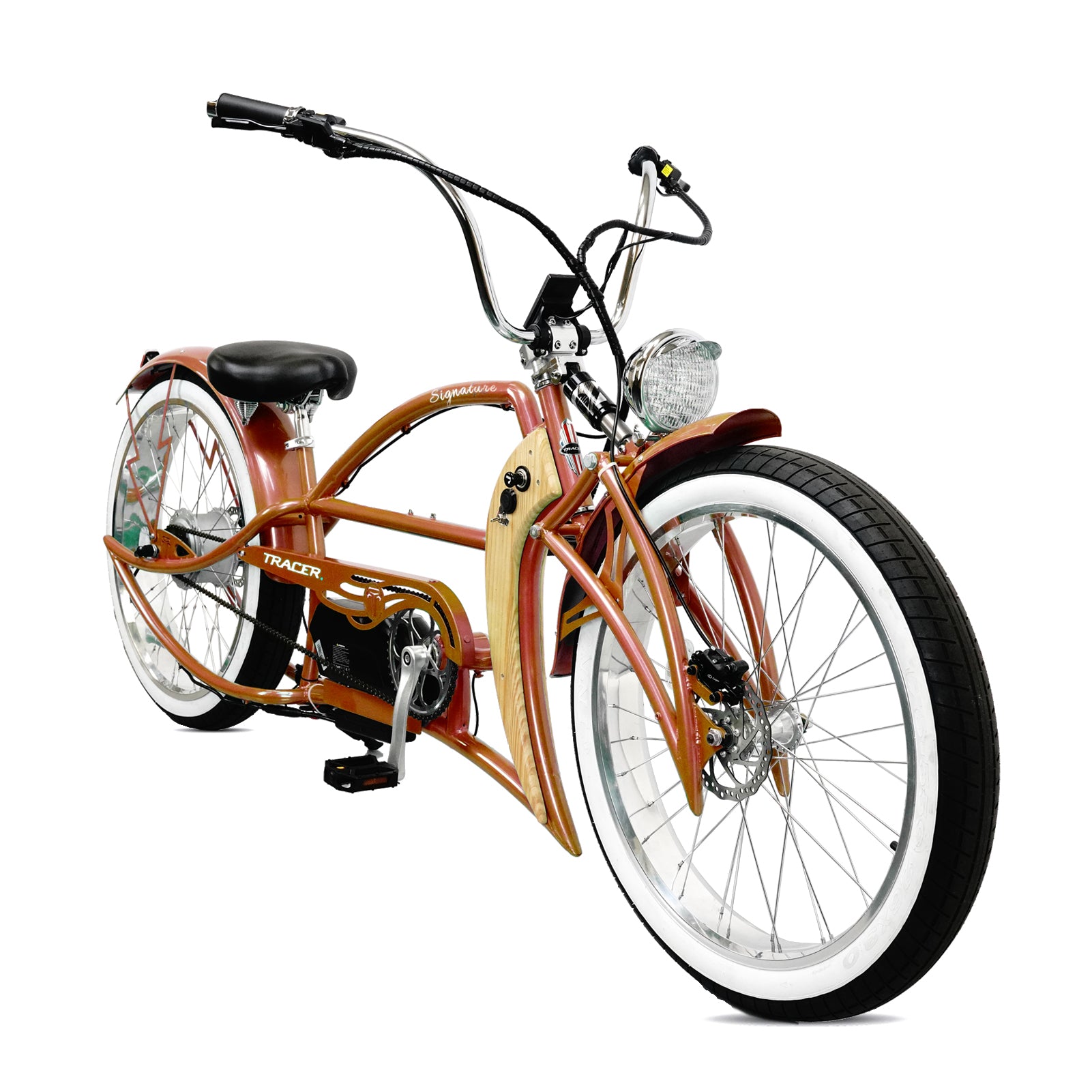 Tracer Signature Pro 26'' 800W Chopper Cruiser Electric Bike w/ Cigarette Lighter & USB Charging Port