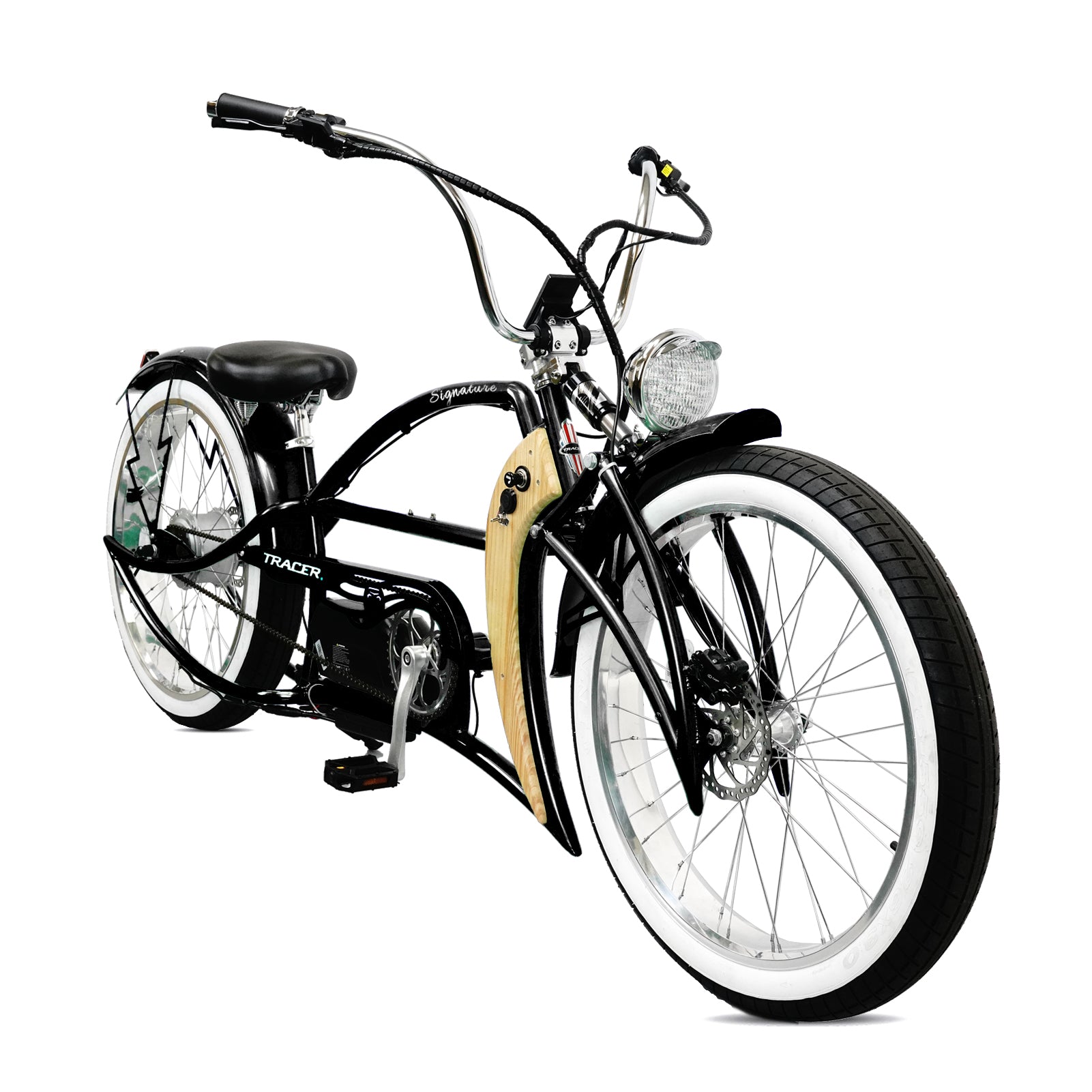 Tracer Signature Pro 26'' 800W Chopper Cruiser Electric Bike w/ Cigarette Lighter & USB Charging Port