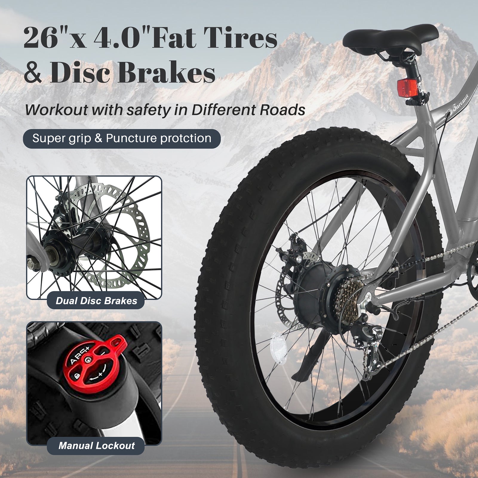Tracer Tacoma 26"800W Electric Fat Tire Bike w/ Dual Suspensions.