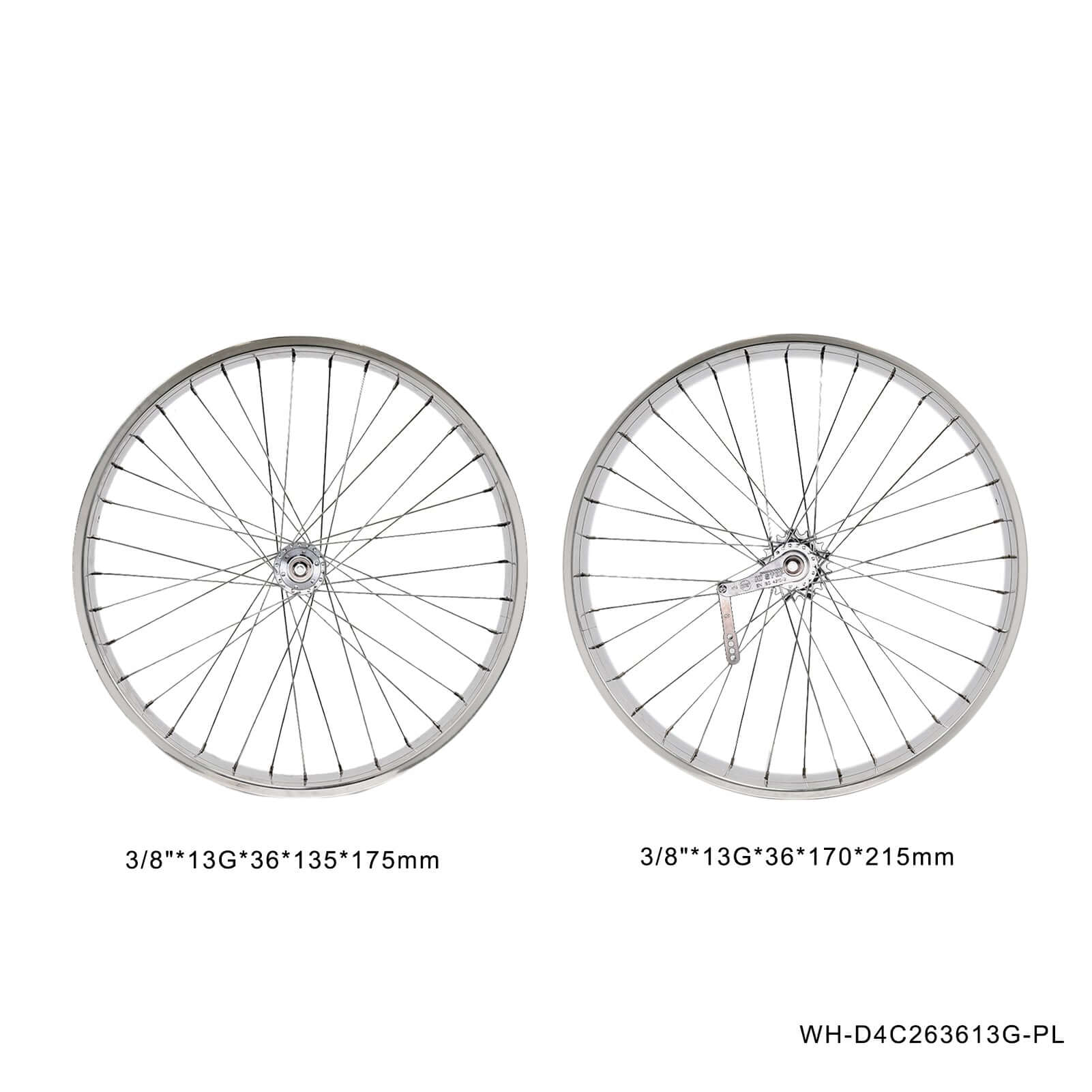 Tracer WH-D4C263613-PL Double Polished Fat Rim Wheelset with Coaster Brake.