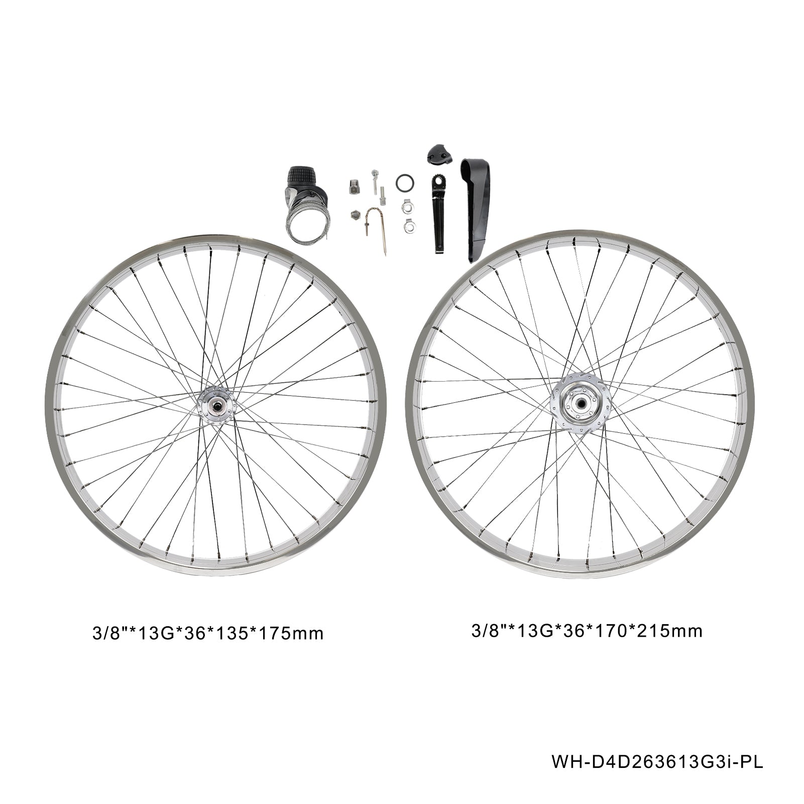 Tracer WH-D4D263613D3i-PL 26'' Internal 3 Speed Double Polished Fat Rim Wheelset, Compatible with Disc Brake.