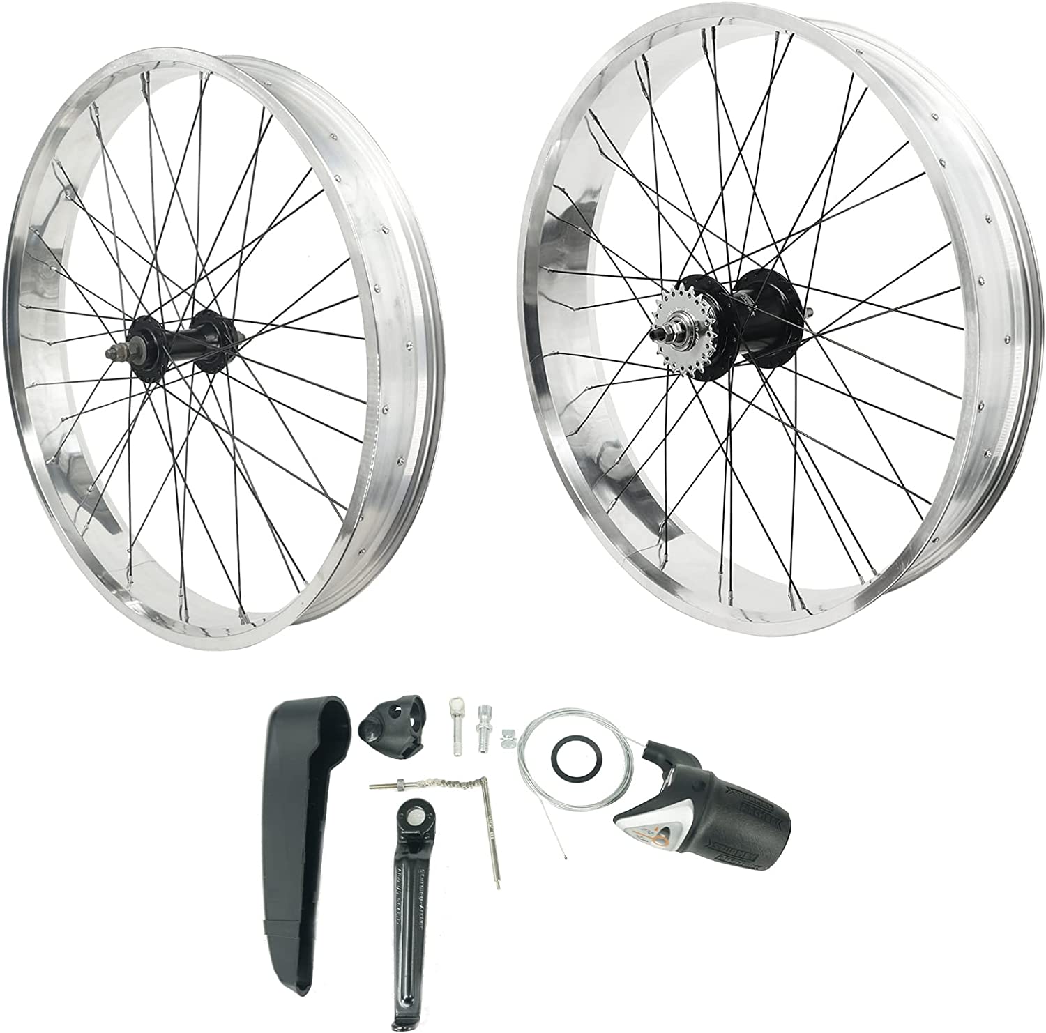 Tracer WH-2640RK3-PLS-B  Cruiser Bicycle Wheel Set 26" x4.0 with Sturmey Archer inter-3 Speed Aluminum Hubs/Polished
