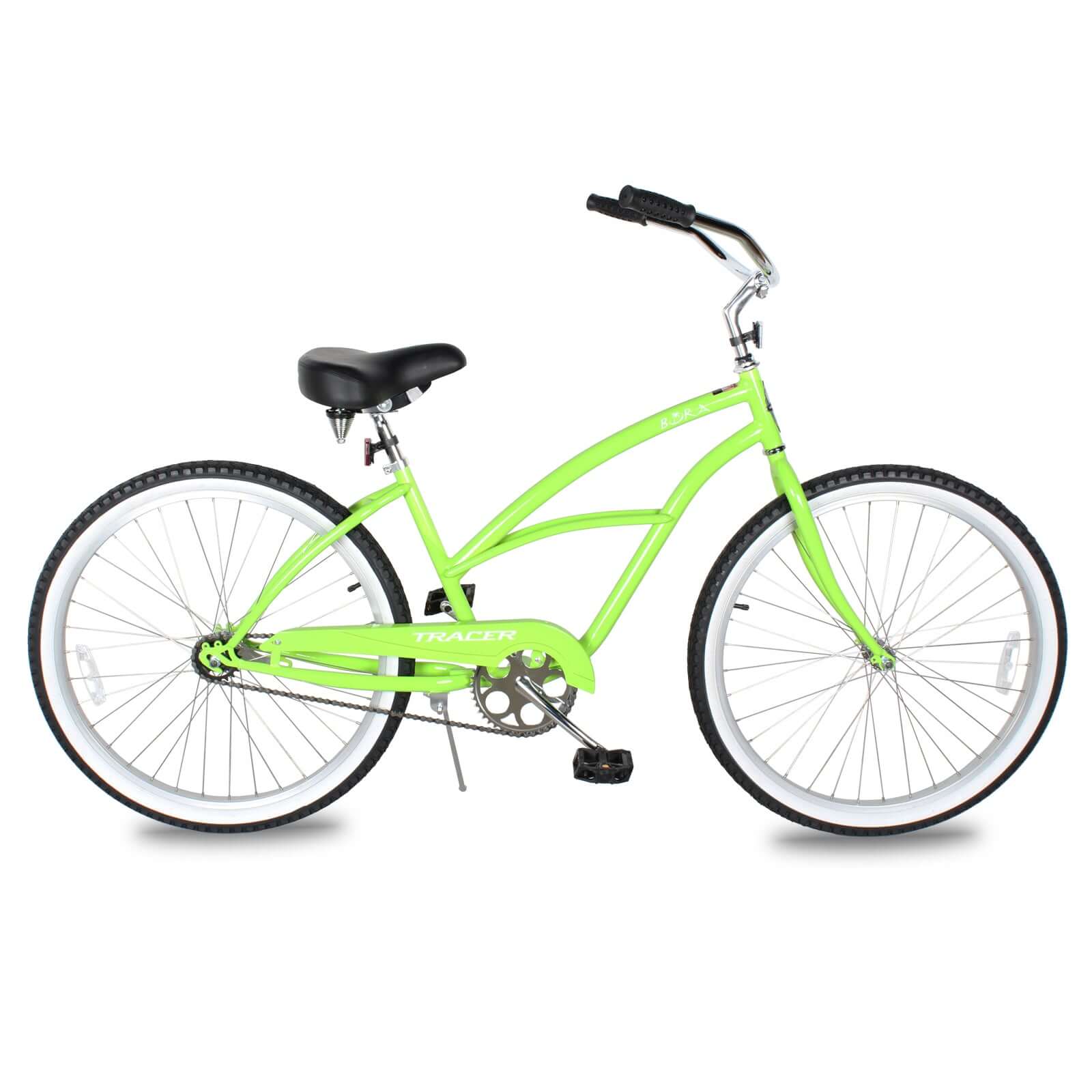Tracer BORA-F 26" Beach Cruiser Bikes Single Speed for Women, Hi-Ten steel Frame, Moon Type Handlebar, Coaster Brake with Comfortable leather Saddle - Tracer Bikes