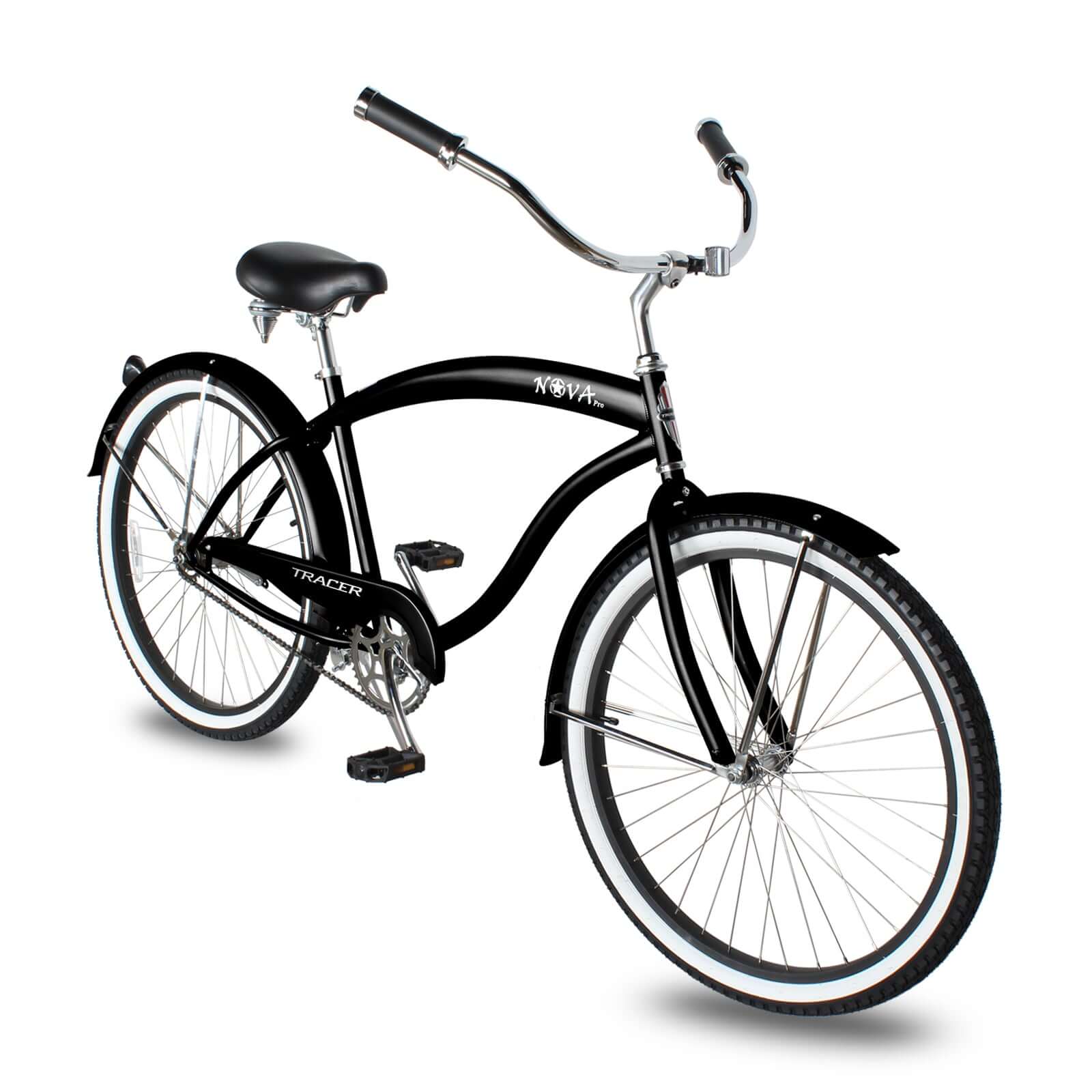 Tracer NOVA 26" Beach Cruiser Bikes Single Speed w/ Moon-type Handlebar, KT Coaster Brake for MEN - Tracer Bikes