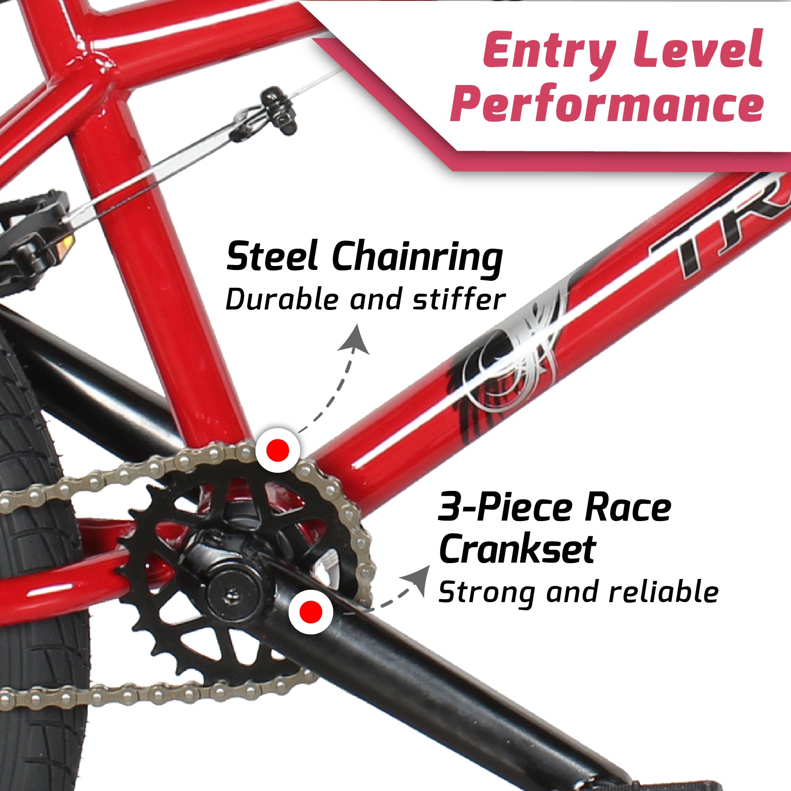Tracer Edge Freestyle beginner/Professional BMX Bike,hi-ten steel frame 22.2*70mm handlebar, U coaster Brake with elastic PVE leather Saddle - Tracer Bikes