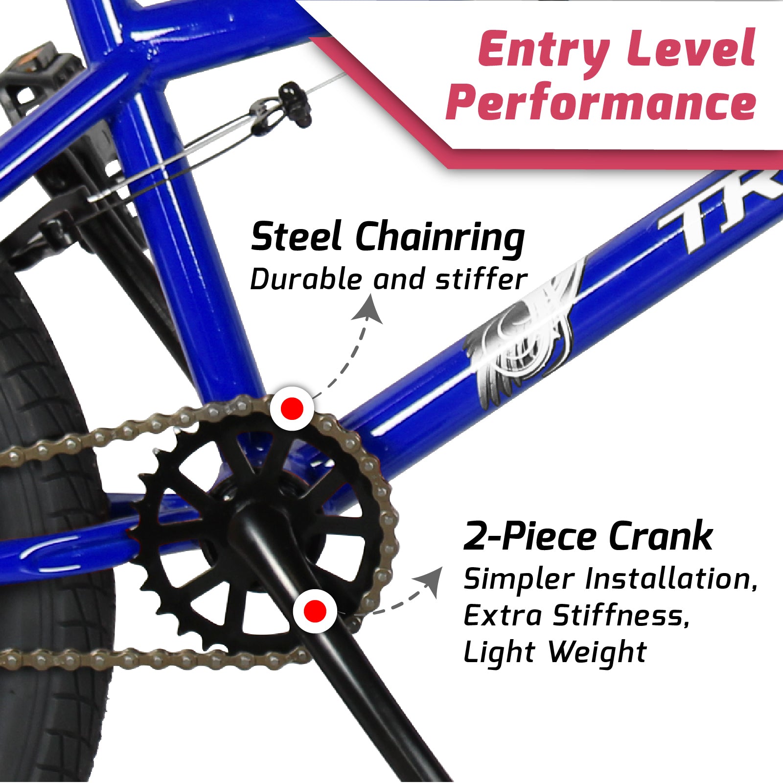Tracer Edge Freestyle beginner/Professional BMX Bike,hi-ten steel frame 22.2*70mm handlebar, U coaster Brake with elastic PVE leather Saddle - Tracer Bikes