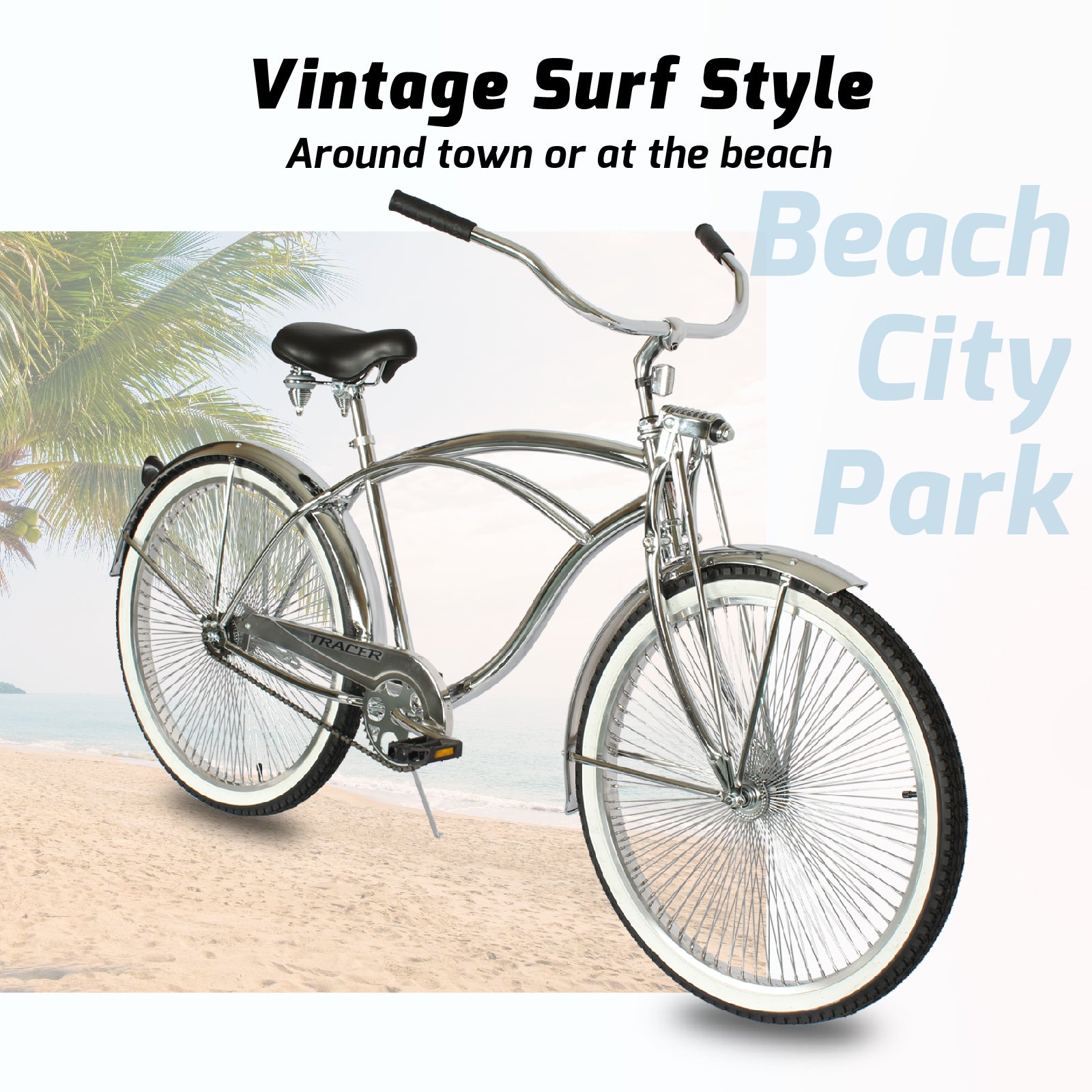 Tracer Cheetah Vintage Stretch Cruiser Bike, Single Speed