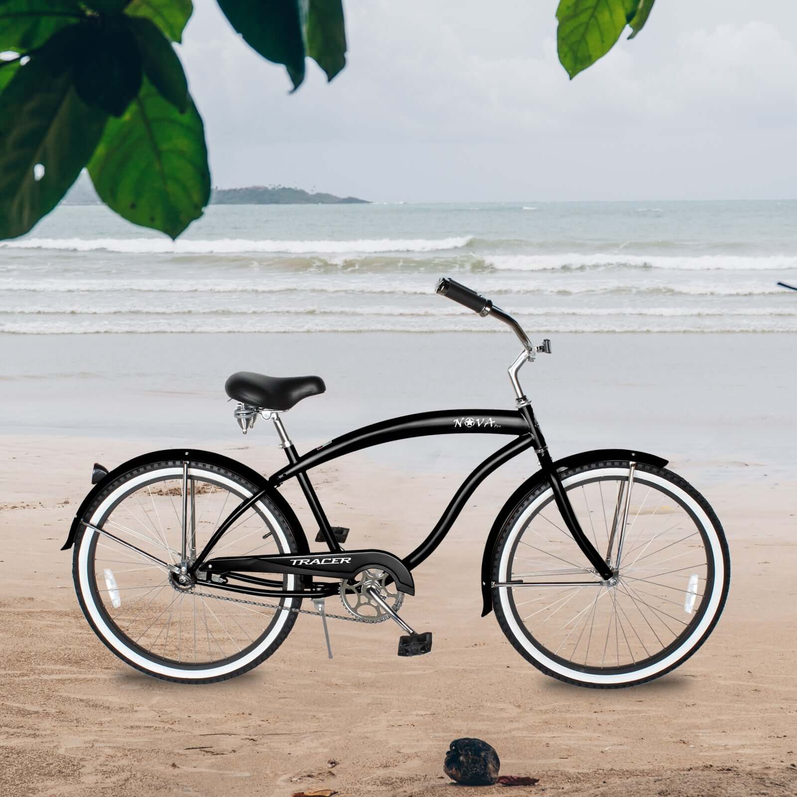 Tracer NOVA 26" Beach Cruiser Bikes Single Speed w/ Moon-type Handlebar, KT Coaster Brake for MEN - Tracer Bikes