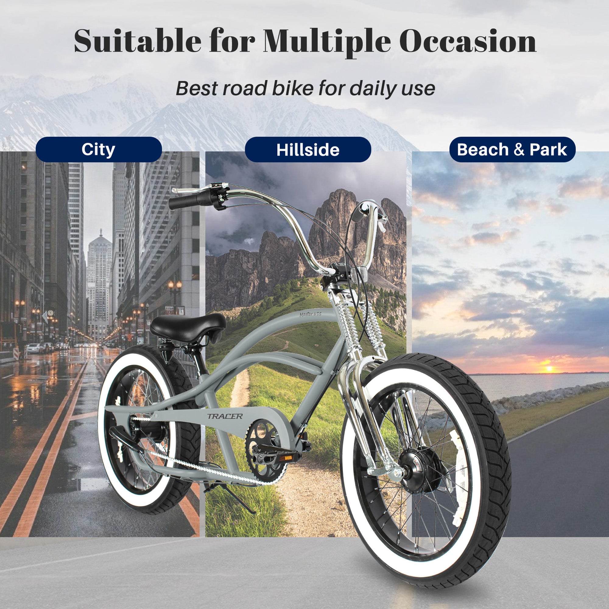 Tracer Master 3i 20'' Internal 3-Speed Chopper Style Cruiser Bike